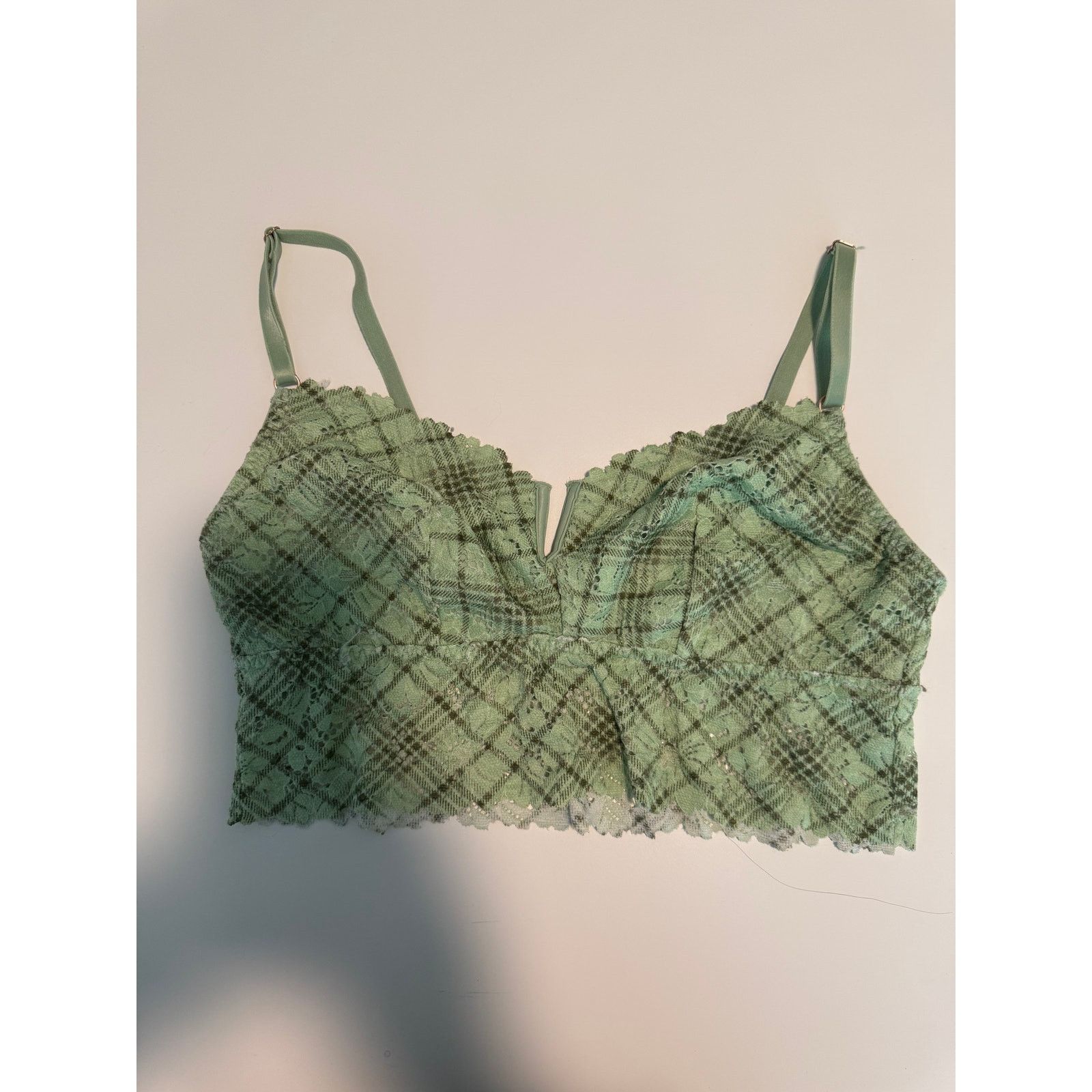 Victoria's Secret Victoria's Secret Plaid Lace Bralette Women Green L - C017 Size ONE SIZE - 2 Thumbnail