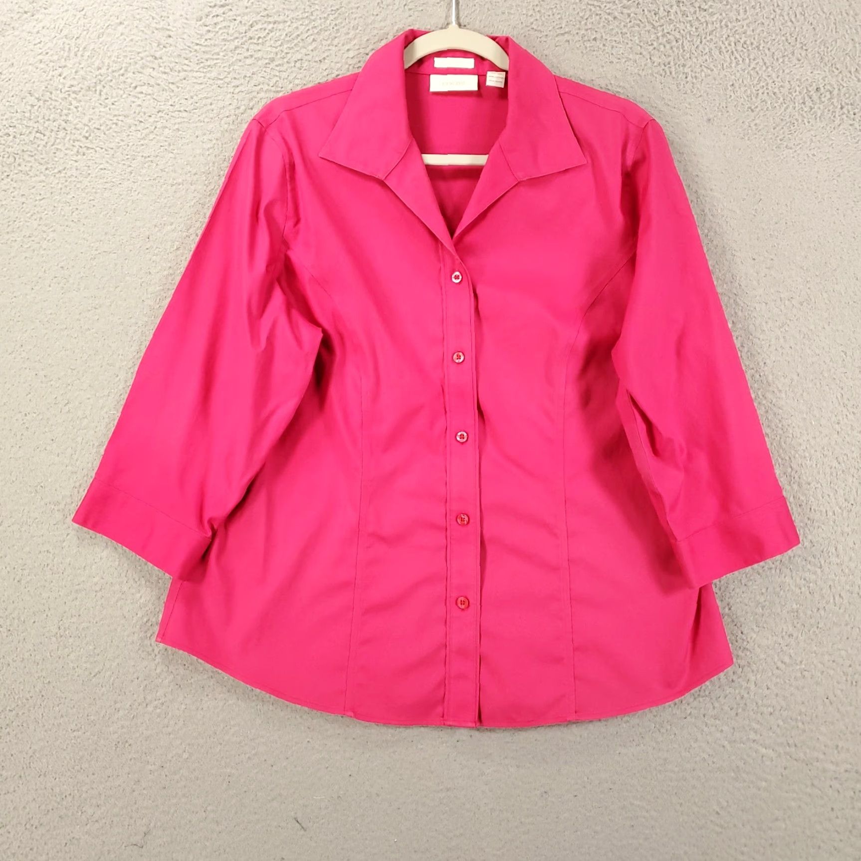 Vintage Chico's Brand Blouse Women's Chicos Button Up 2 Pink Long Sleeve 100% Cotton Classic/Fitted Non-Iron Wrinkle Resistant Regular L Shirt/Top Size L / US 10 / IT 46 - 2 Thumbnail
