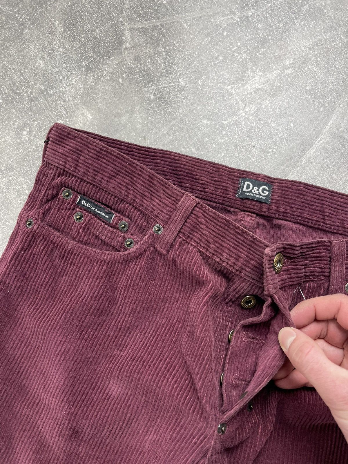 Dolce & Gabbana Dolce & Gabbana D&G DeadStock Burgundy Corduroy Flared Pants Size US 33 - 9 Thumbnail