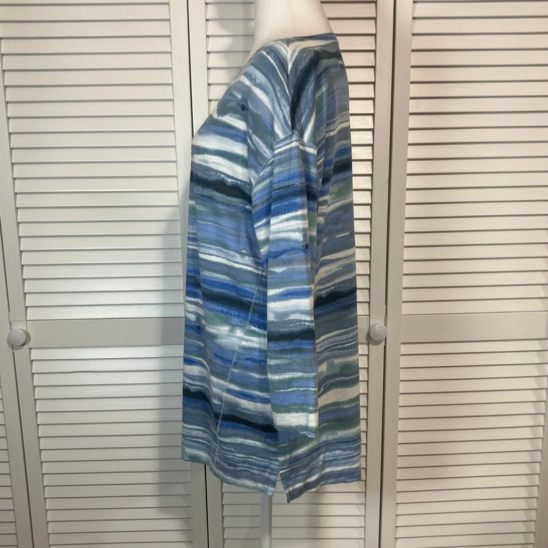 Other Westbound Blue Striped Long Sleeve Tunic T-shirt Women 1X Size XL / US 12-14 / IT 48-50 - 2 Thumbnail