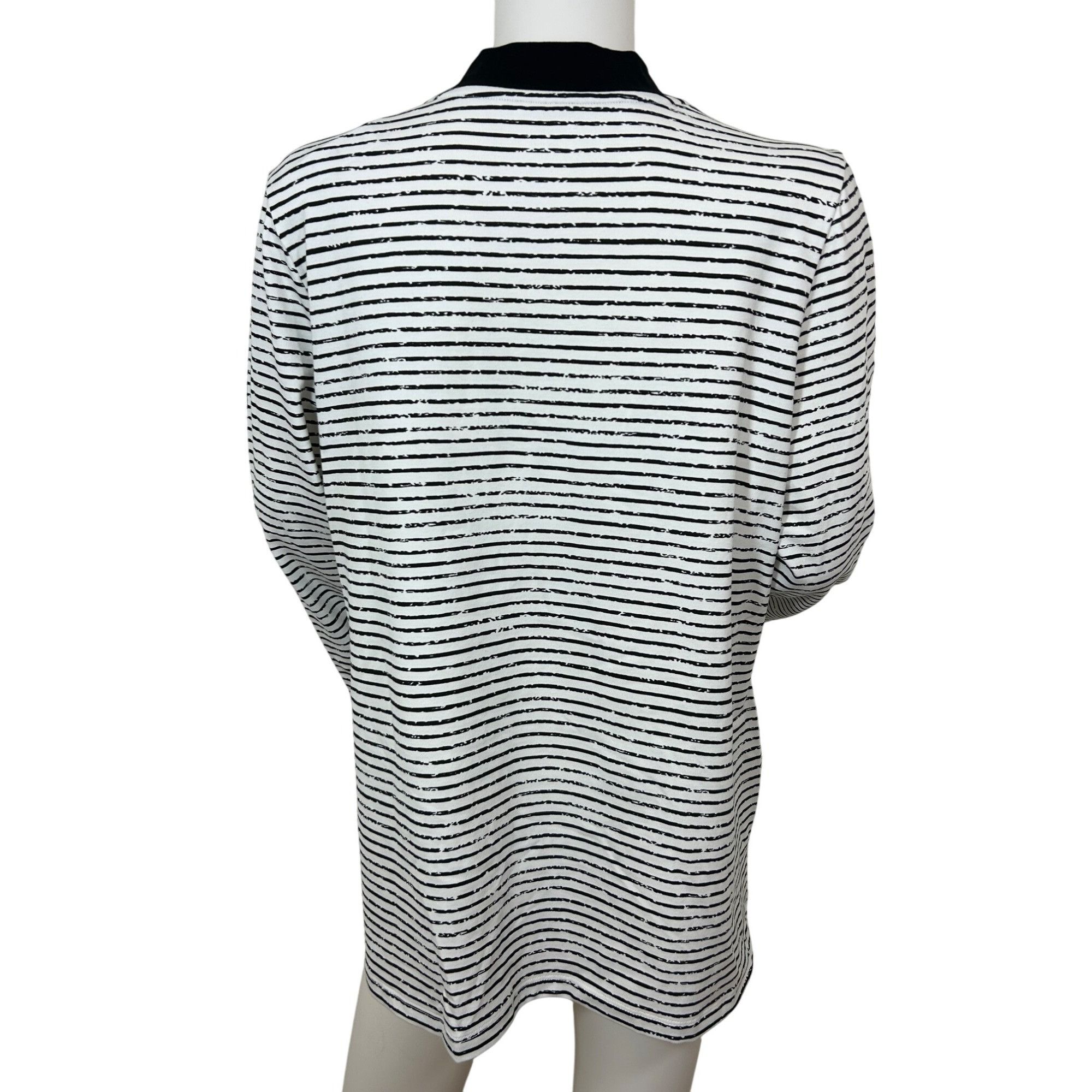 Other E.L.I Tunic Top XL Black White Stripes Long Sleeve V-Neck Bu Size XL / US 12-14 / IT 48-50 - 2 Thumbnail