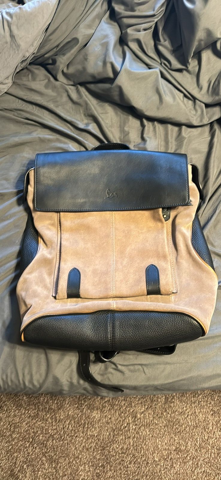 Christian Louboutin Beige & Black Leather Backpack Size ONE SIZE - 1 Thumbnail