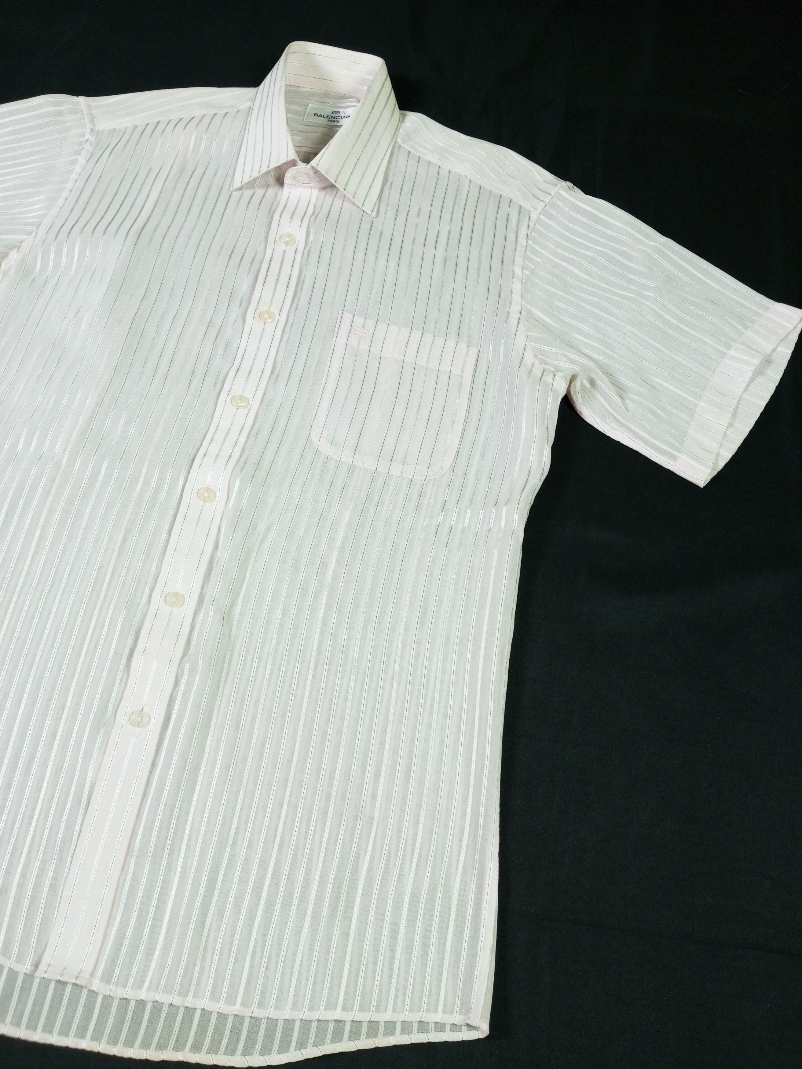 Balenciaga 90s Vintage Balenciaga Pink Stripe Shirt Rare Luxury Size US L / EU 52-54 / 3 - 2 Thumbnail