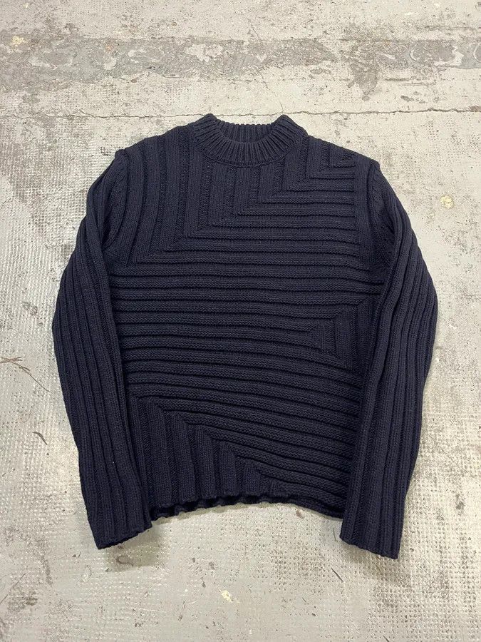 Jil Sander Jil Sander Navy Wool Irregular Sweater Size US M / EU 48-50 / 2 - 6 Thumbnail