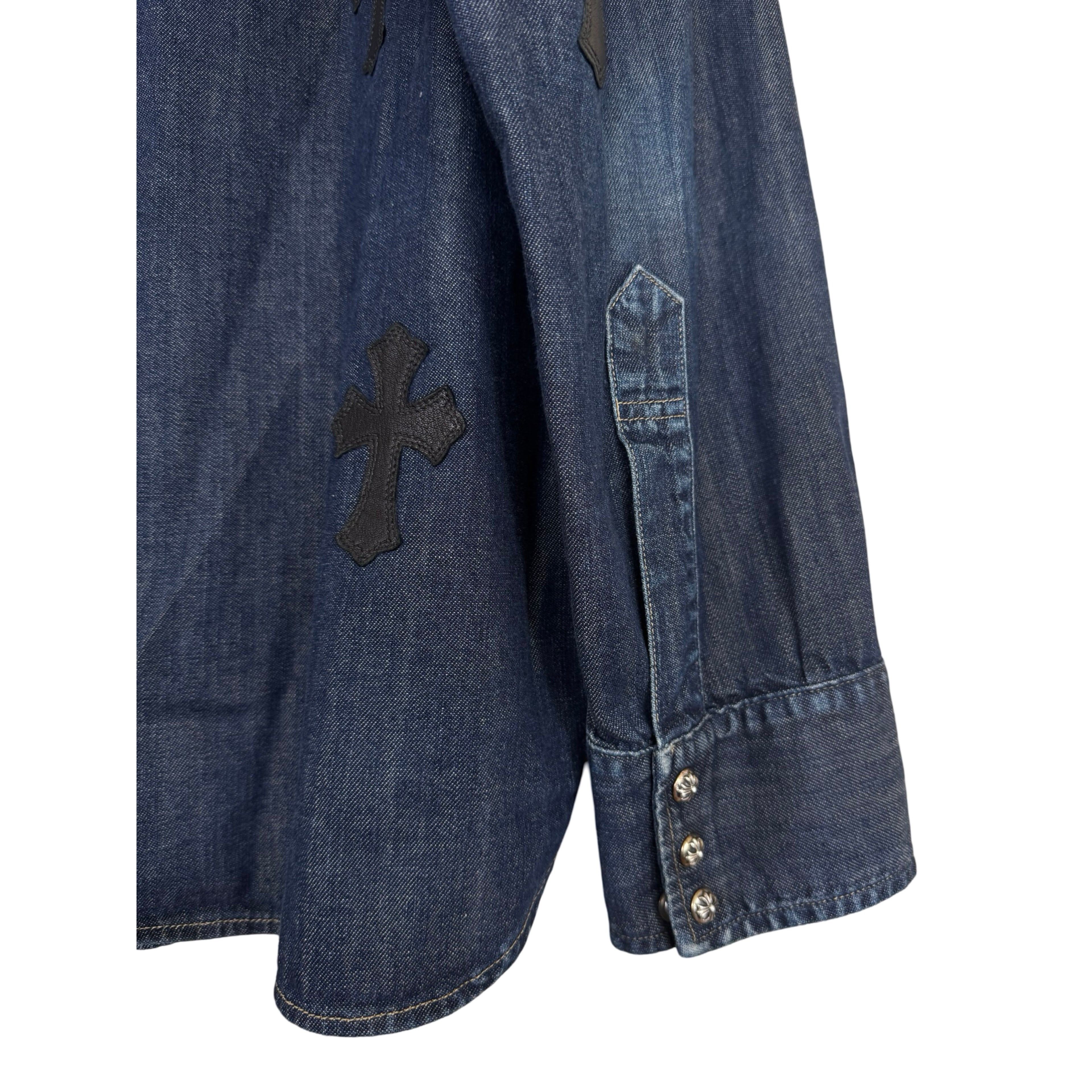 Chrome Hearts CH Levis Dark Blue Denim Shirt With Patches Size US XL / EU 56 / 4 - 16 Thumbnail