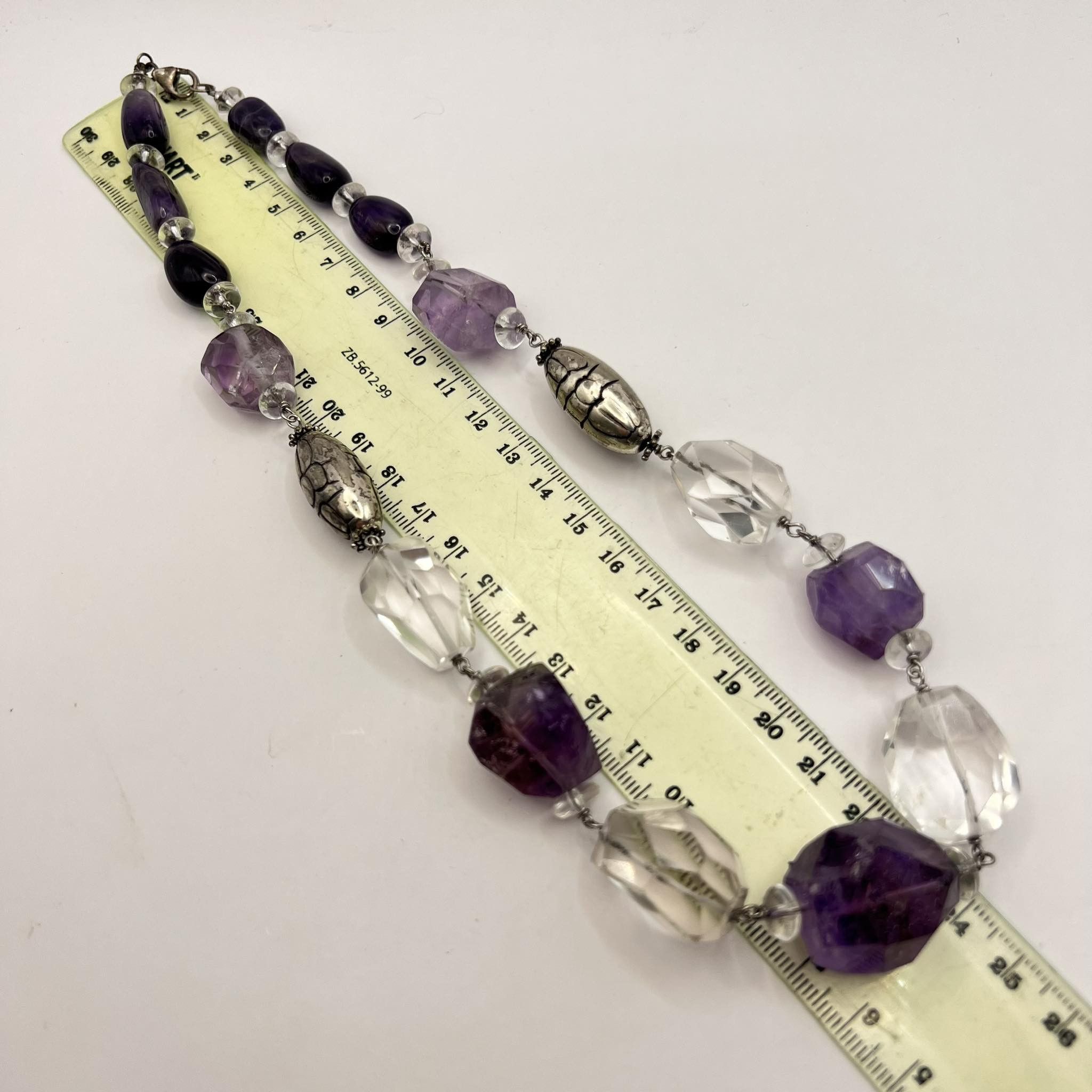 Jewelry × Vintage Vintage Sterling Silver 925 Necklace Beads Natural Amethyst Size ONE SIZE - 6 Thumbnail