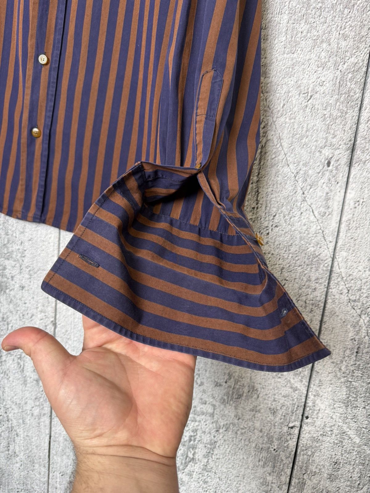 Vivienne Westwood Vivienne Westwood Striped Button Shirt Orb Logo Long Sleeve Size US XL / EU 56 / 4 - 12 Thumbnail