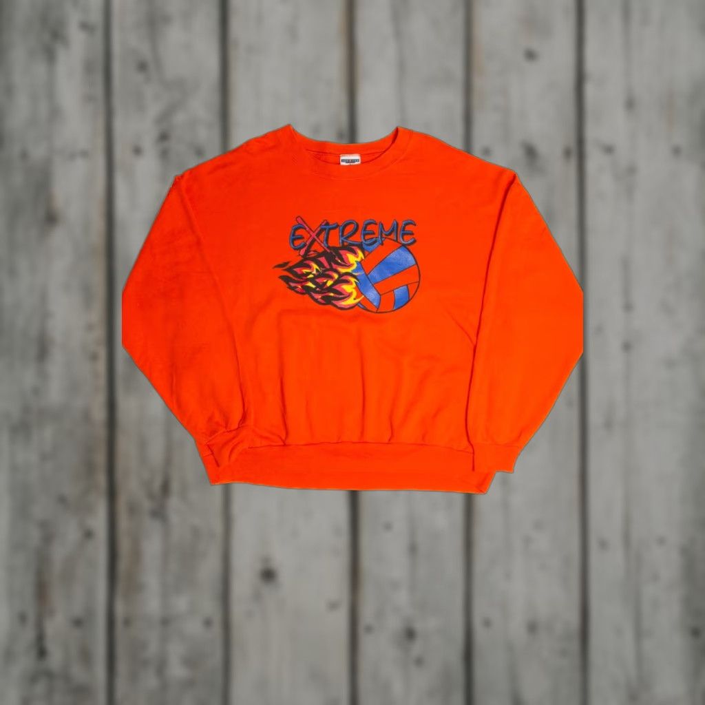 X-LARGE VINTAGE Extreme Volleyball Sweatshirt XX-Large Orange Retro Sportswear Size US XXL / EU 58 / 5 - 1 Thumbnail