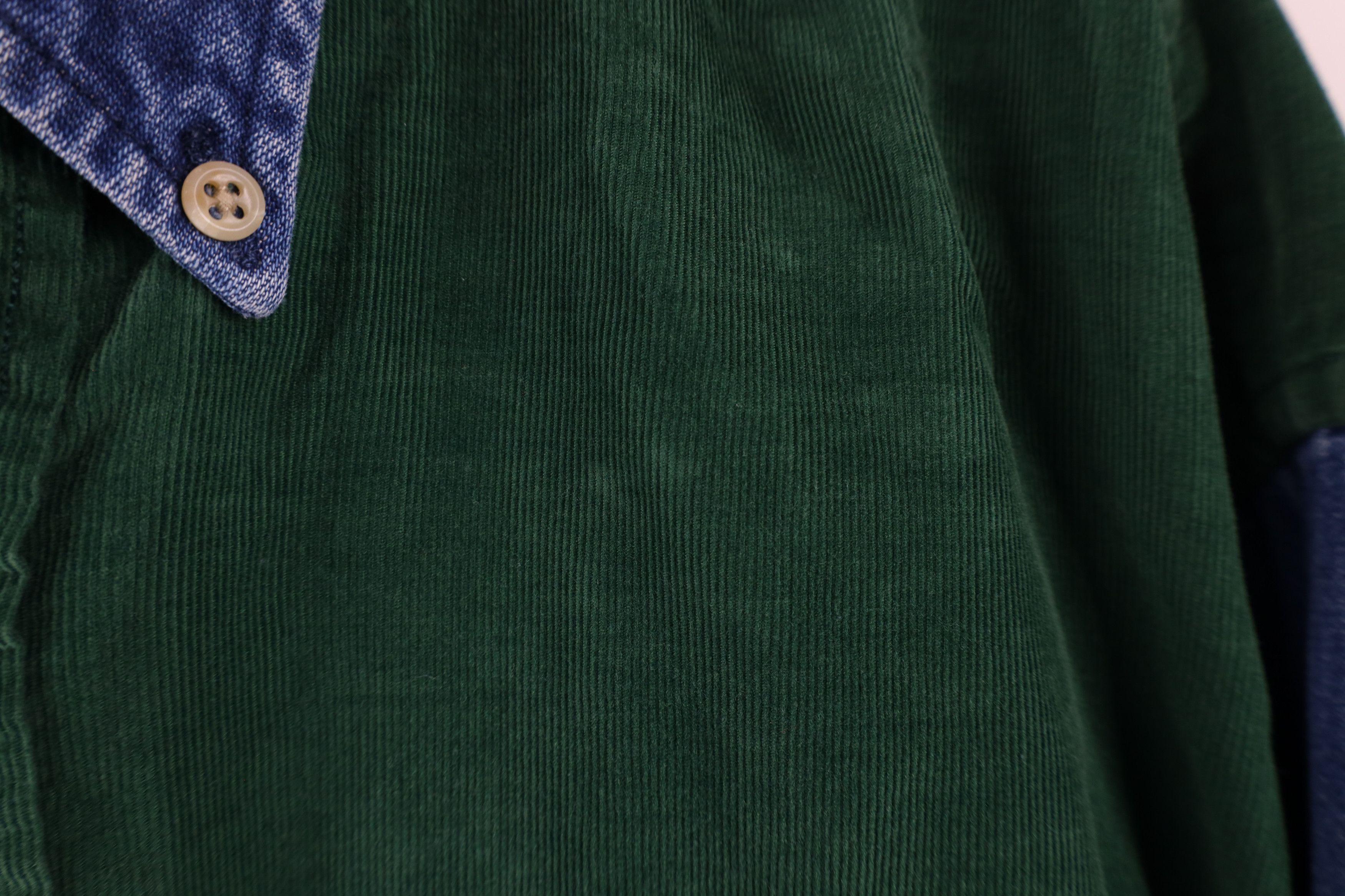 Vintage Vintage 90s Streetwear Block Denim Corduroy Button Shirt Size US L / EU 52-54 / 3 - 4 Thumbnail