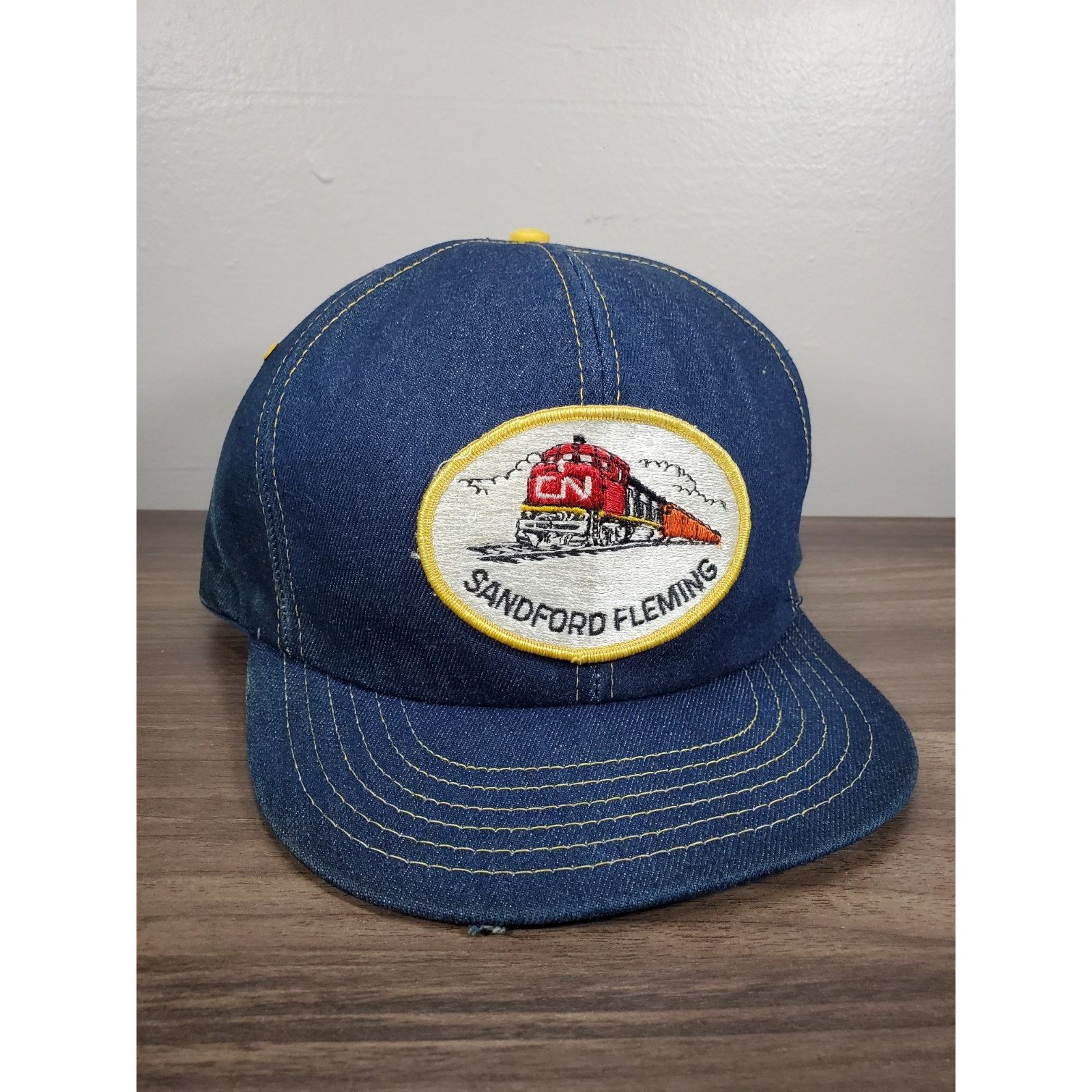 Vintage Sandford Fleming Denim Trucker Hat Snapback Cap Canada Train Size ONE SIZE - 1 Thumbnail