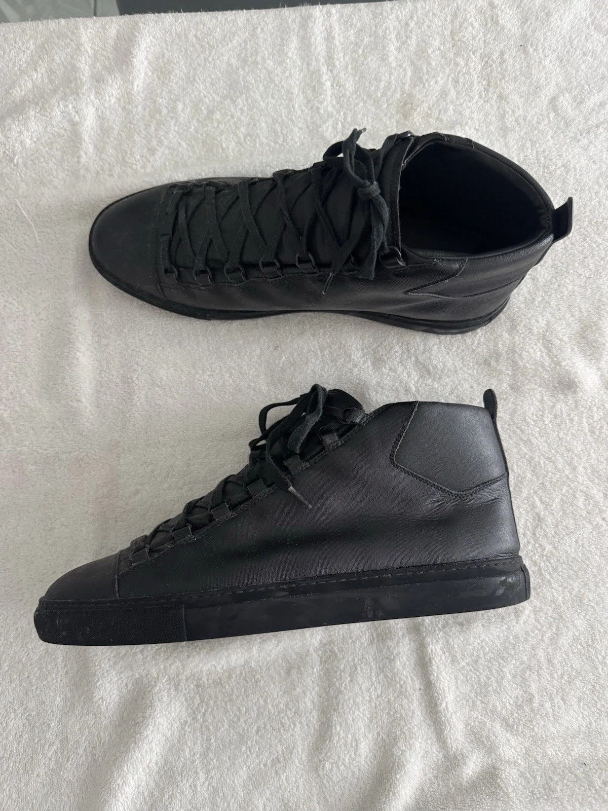 Balenciaga Balenciaga Arena Black Leather High Tops Lace Up 15 Size US 15 / EU 48 - 1 Thumbnail