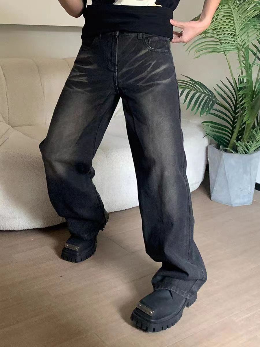 Japanese Brand × Jean Vintage Washed Faded Wide Leg Black Jeans Size US 28 / EU 44 - 1 Thumbnail