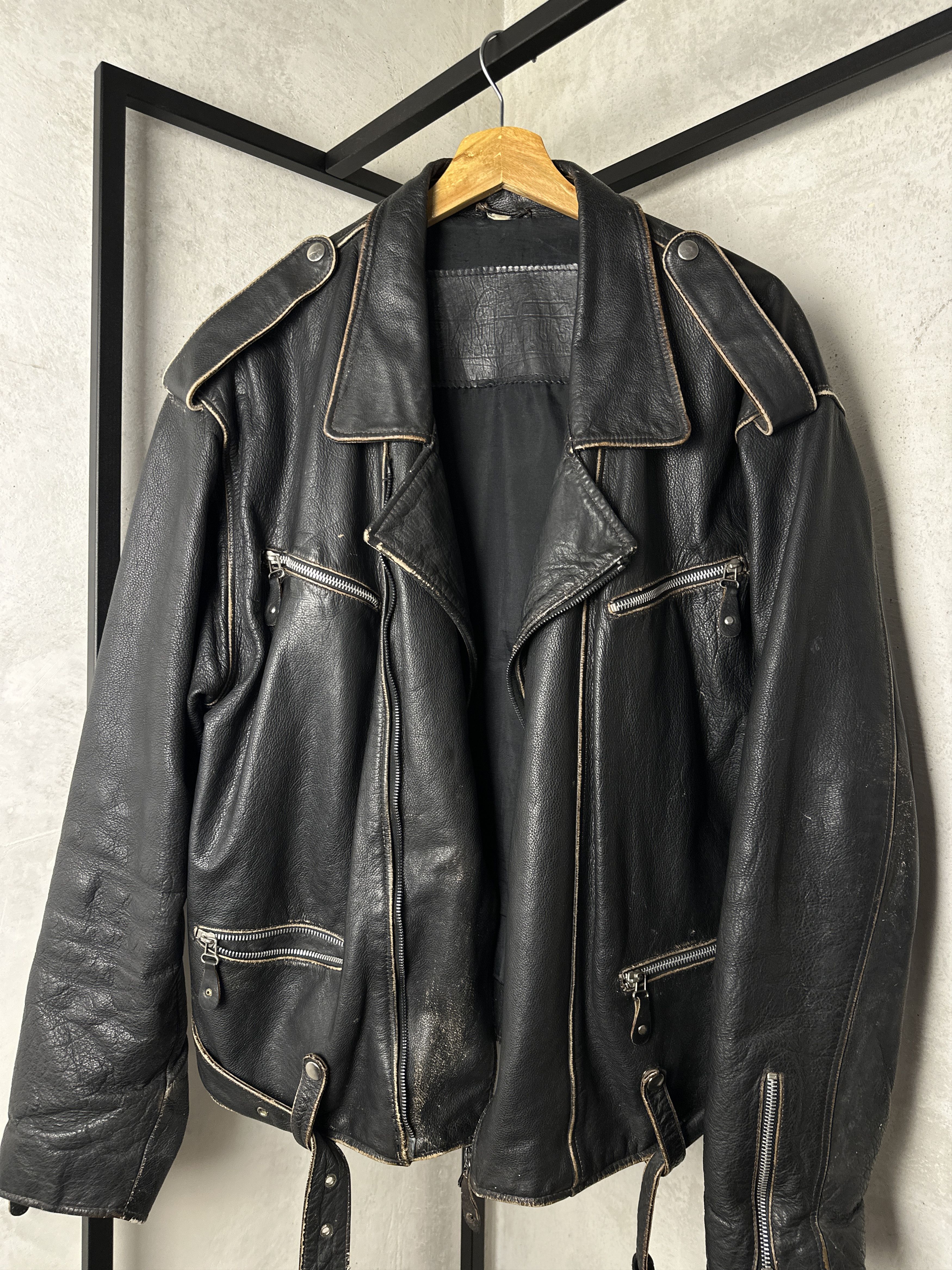 Genuine Leather Genuine Leather Bikers Black Jacket Size US XL / EU 56 / 4 - 2 Thumbnail