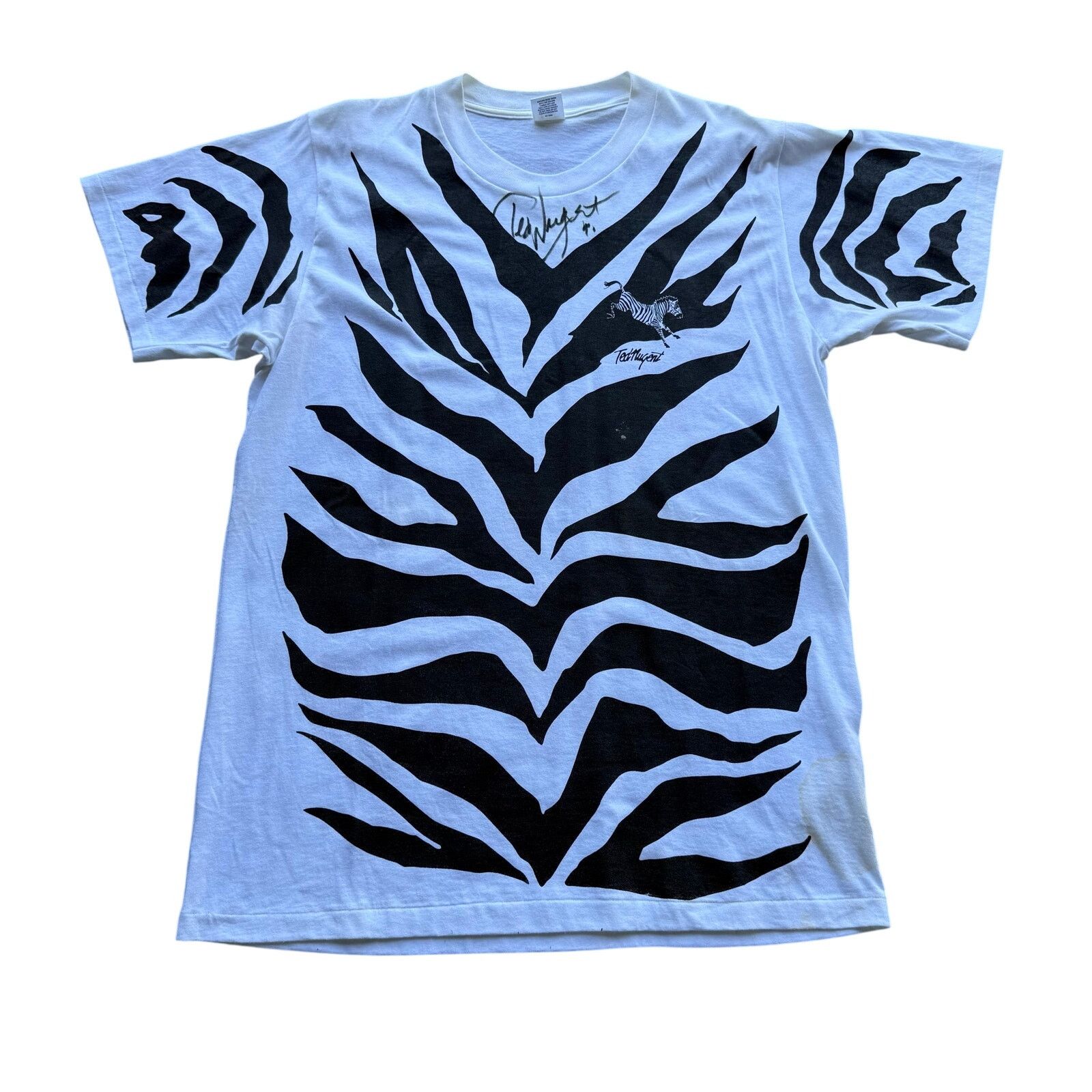 Vintage Vintage Ted Nugent Signed Bow Hunting Forever Zebra Tshirt L Size ONE SIZE - 1 Thumbnail