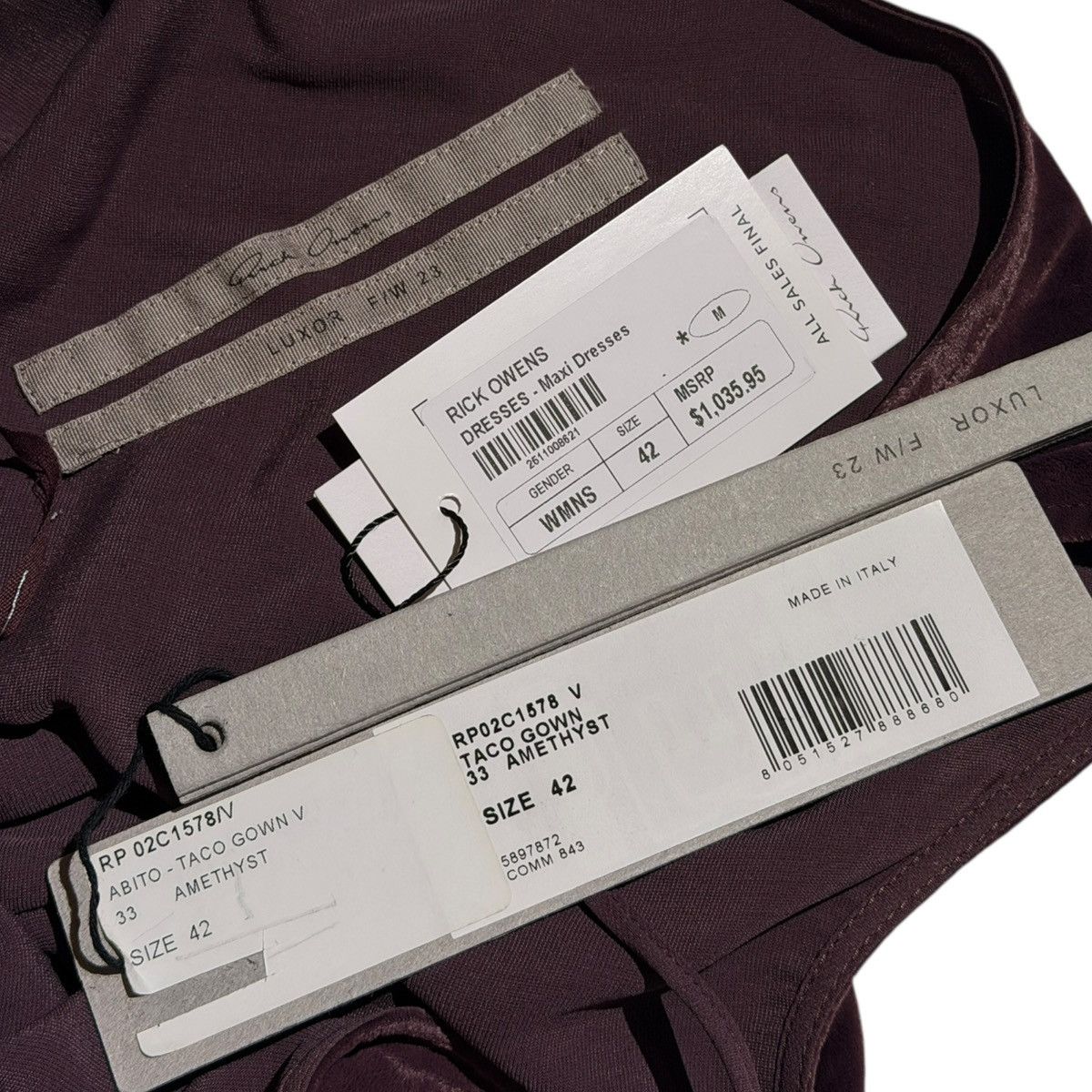Rick Owens Luxor FW23 velvet athena ribbon dress Size M / US 6-8 / IT 42-44 - 5 Thumbnail