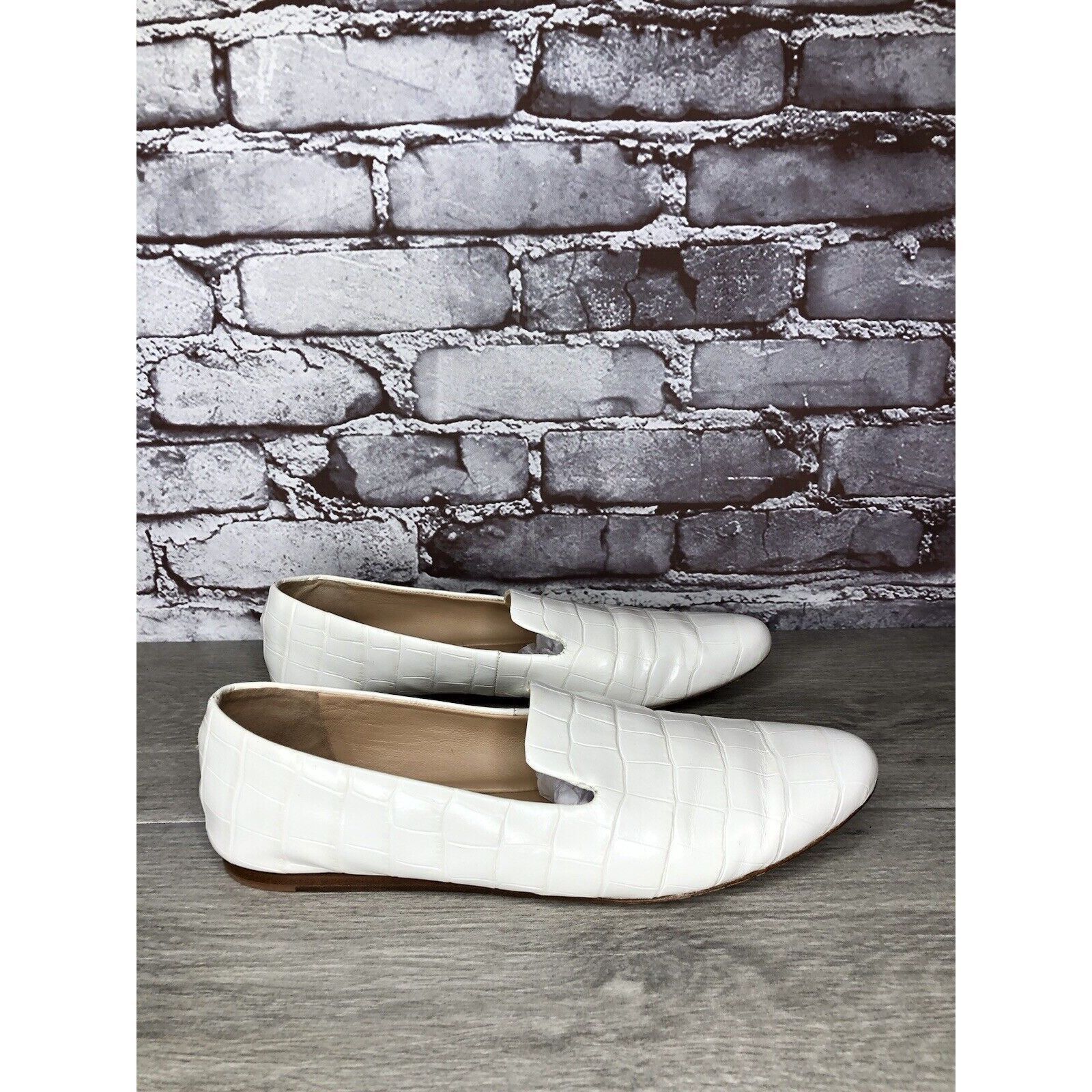 Veronica Beard Veronica Beard Griffin White Leather Croc Embossed Loafer Fl Size US 9.5 / IT 39.5 - 4 Thumbnail