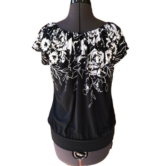 White House Black Market WHBM Women's White House Black Market Cap-Sleeve Floral Top Size S / US 4 / IT 40 - 5 Thumbnail