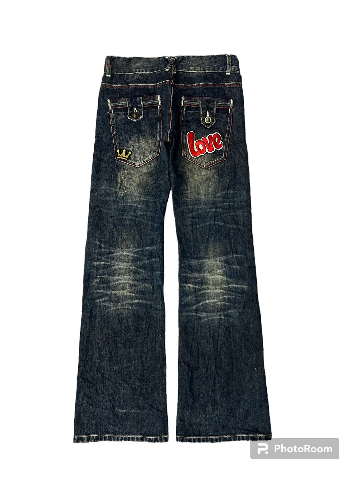 Japanese Brand FLARED💥UNKNOWN RIPPED PATCHES DISTRESSED DENIM PANT Size 28" / US 6 / IT 42 - 6 Thumbnail