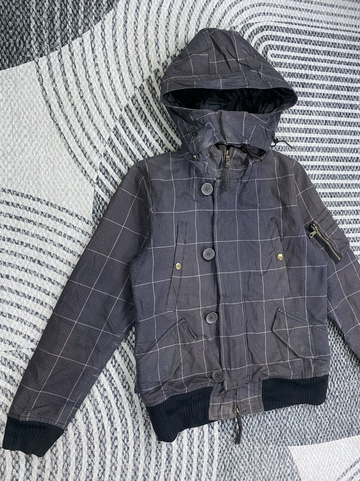 Boycott Vintage Boycott Grey Plaid Fullzip Hooded Jacket Size US M / EU 48-50 / 2 - 3 Thumbnail
