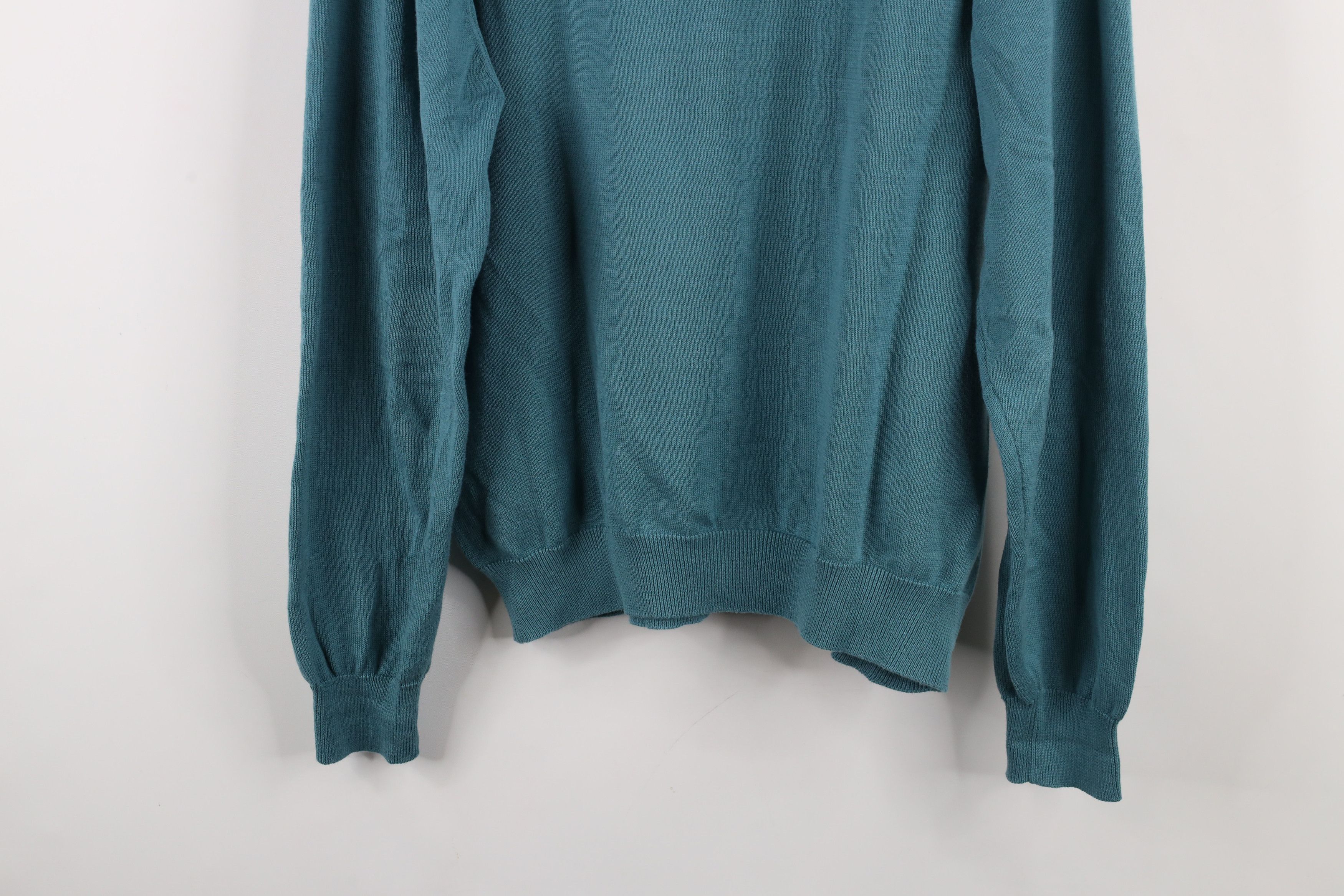 Vintage Vintage 90s Streetwear Cotton Knit Diamond Sweater Teal Size US M / EU 48-50 / 2 - 10 Thumbnail