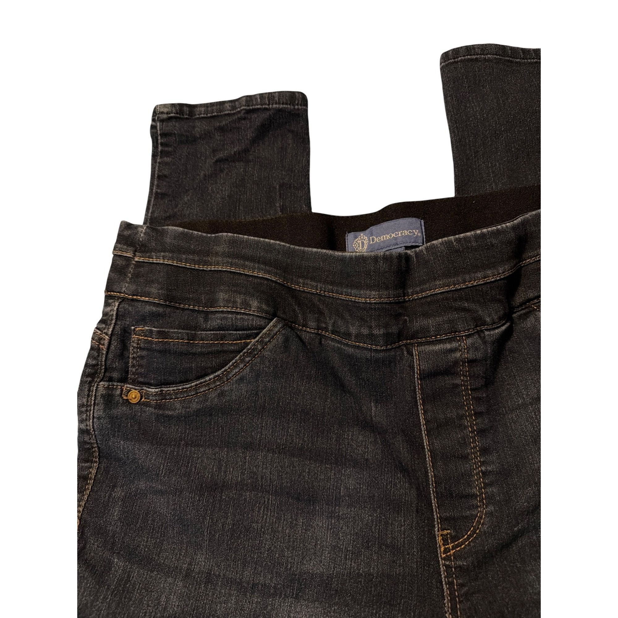 Other Democracy Ab Solution Slimming Dark Blue Denim Jeans Pull On Size 34" / US 12 / IT 48 - 2 Thumbnail