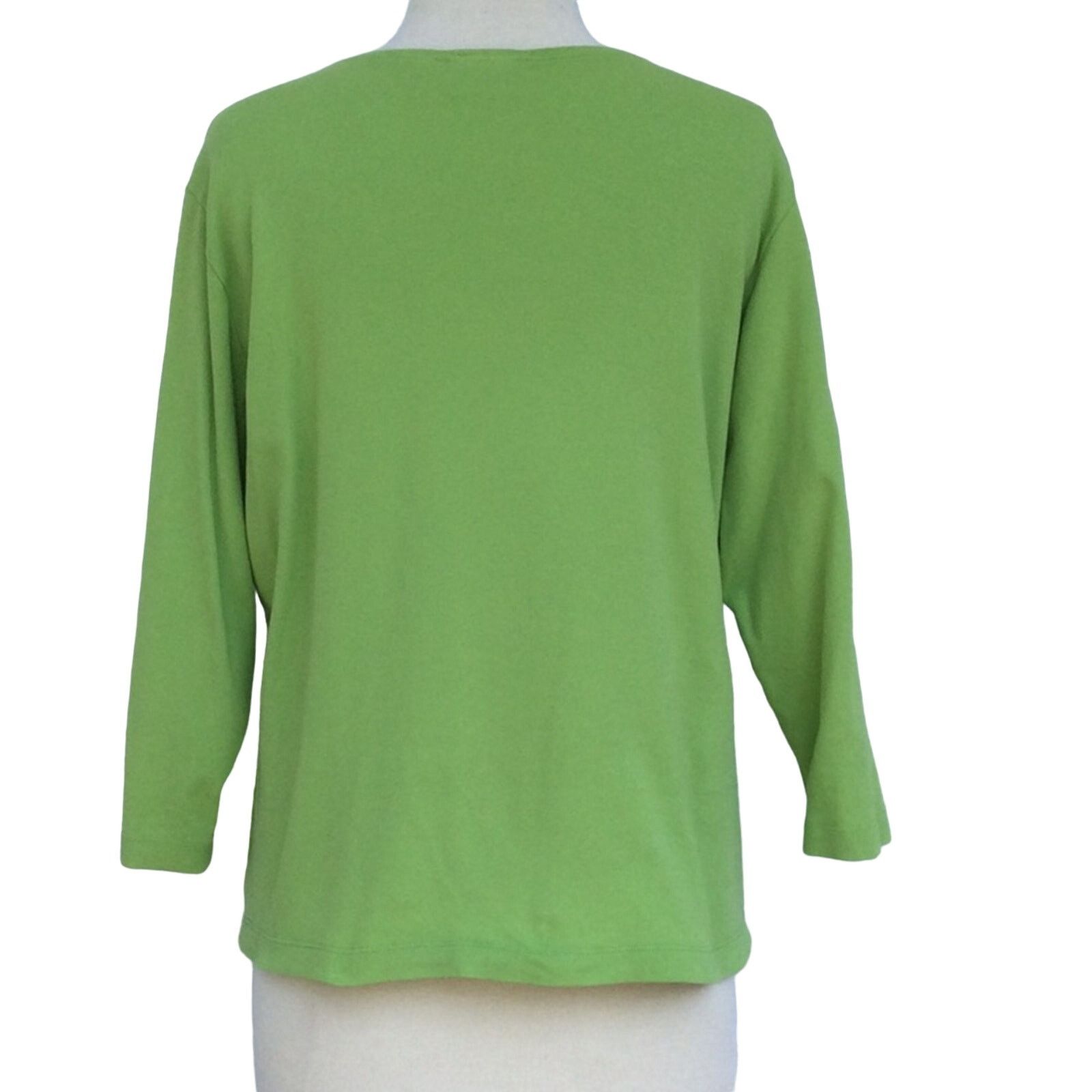 Chicos Chico's Lime Green 3/4 Sleeve V-neck T-shirt Size 2/L/12 Size L / US 10 / IT 46 - 7 Thumbnail