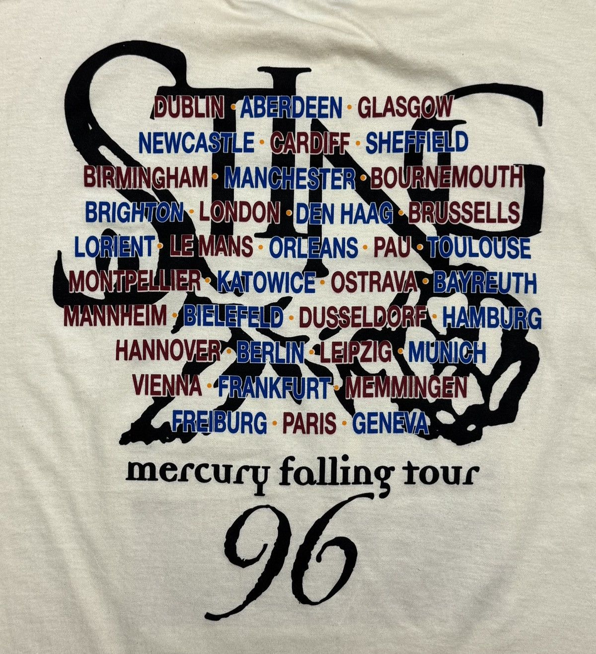 Vintage Sting Mercury Falling Tour 1996 Cotton Band T-Shirt Vintage Size US XL / EU 56 / 4 - 10 Thumbnail
