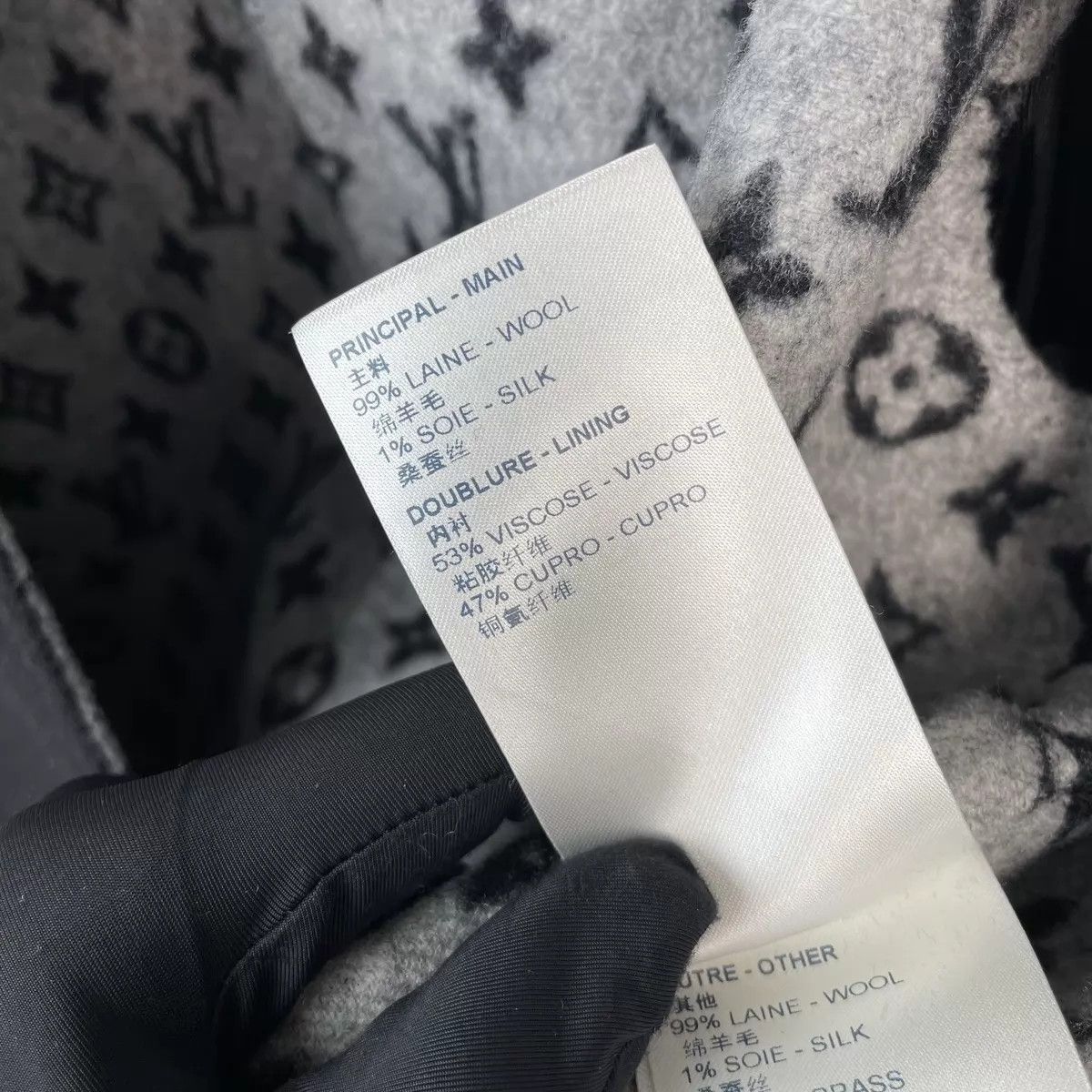 Louis Vuitton LV all-over print dressing gown coat black outer gray inner Size S / US 4 / IT 40 - 5 Thumbnail