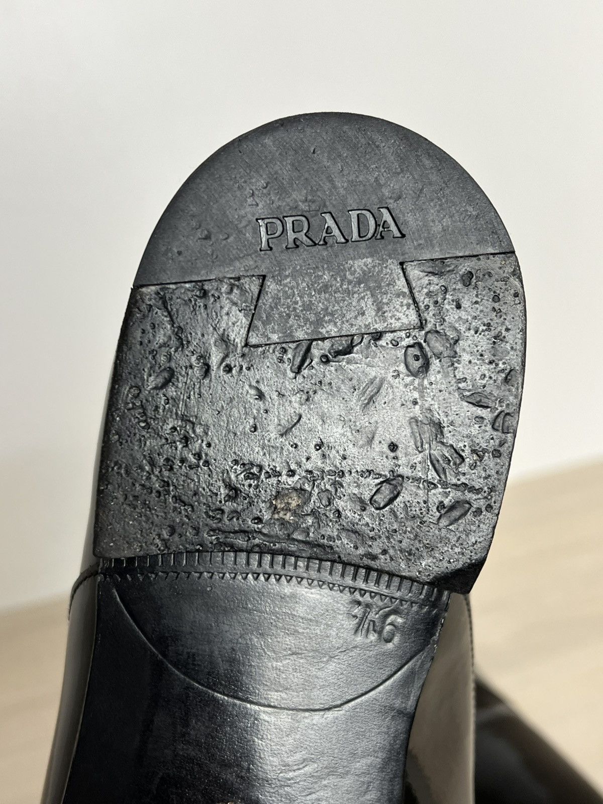 Prada Prada Black Spazzolato Leather Oxfords Size US 10.5 / EU 43-44 - 19 Thumbnail