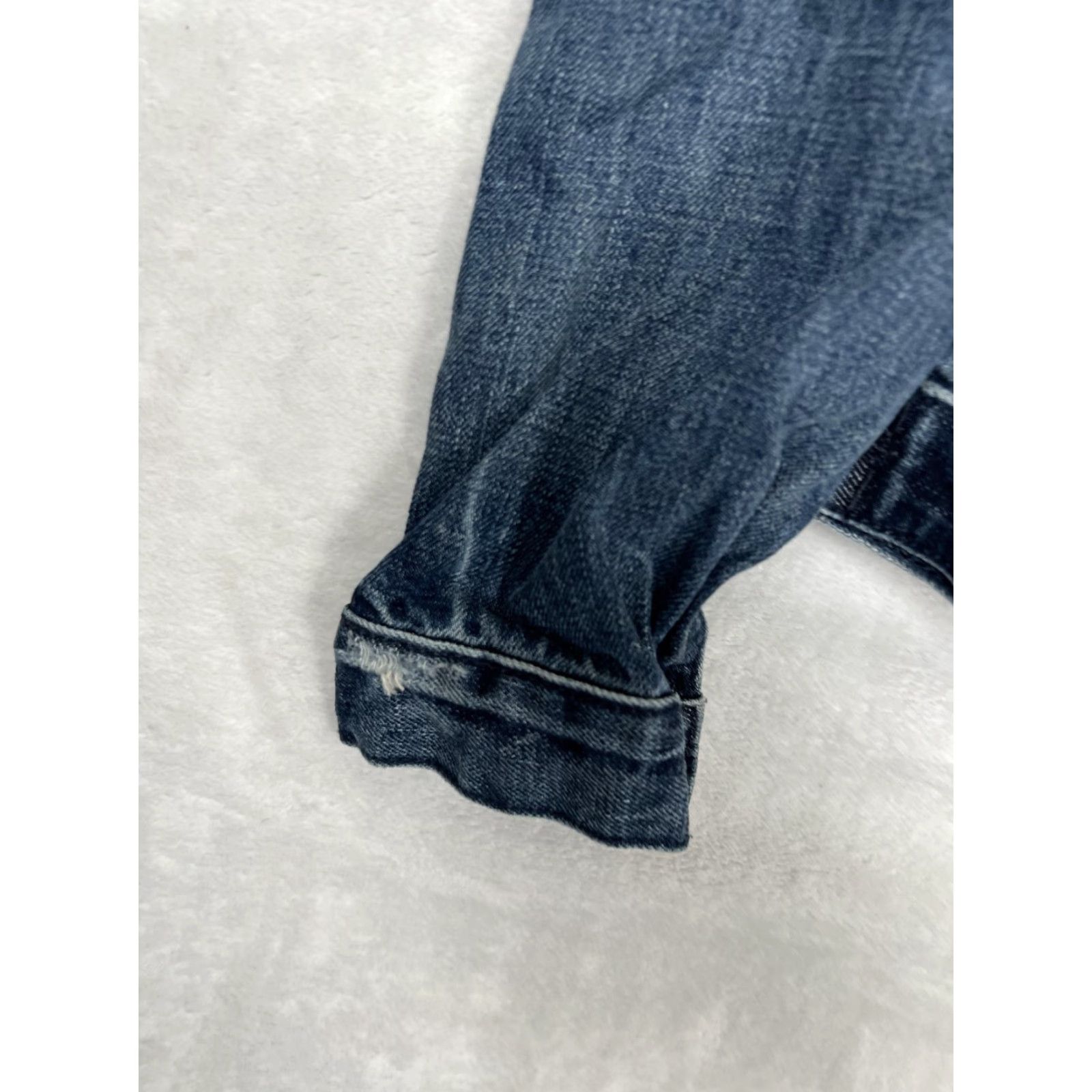 Gap VINTAGE Gap 1969 Jeans Jacket Womens XS Blue Denim Trucker Button Front Distressed Jacket Size 26" / US 2 / IT 38 - 6 Thumbnail