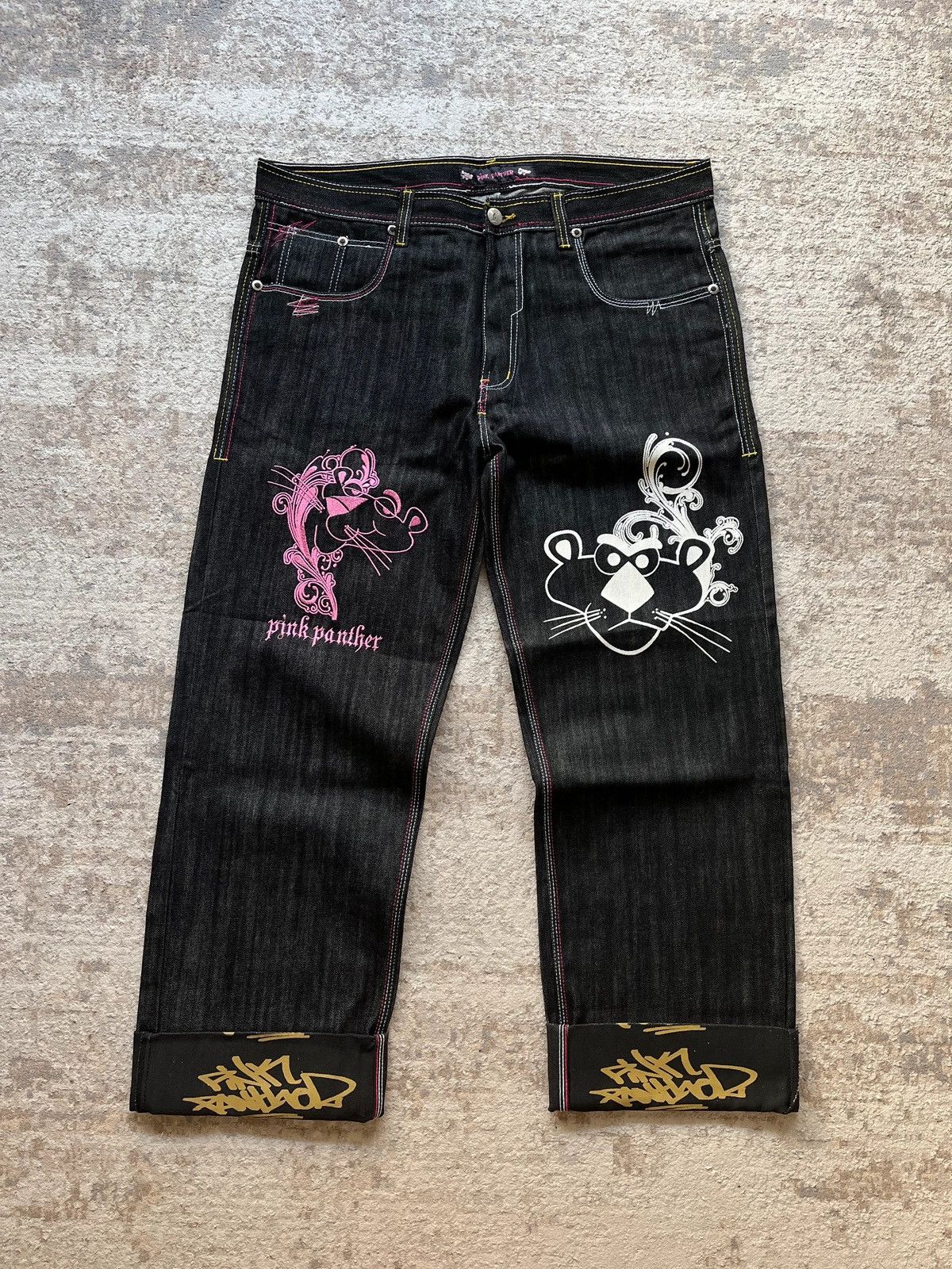 Vintage OG Pink Panter Hip-Hop Baggy Print Tag Graffiti Deadstock Size US 38 / EU 54 - 17 Thumbnail