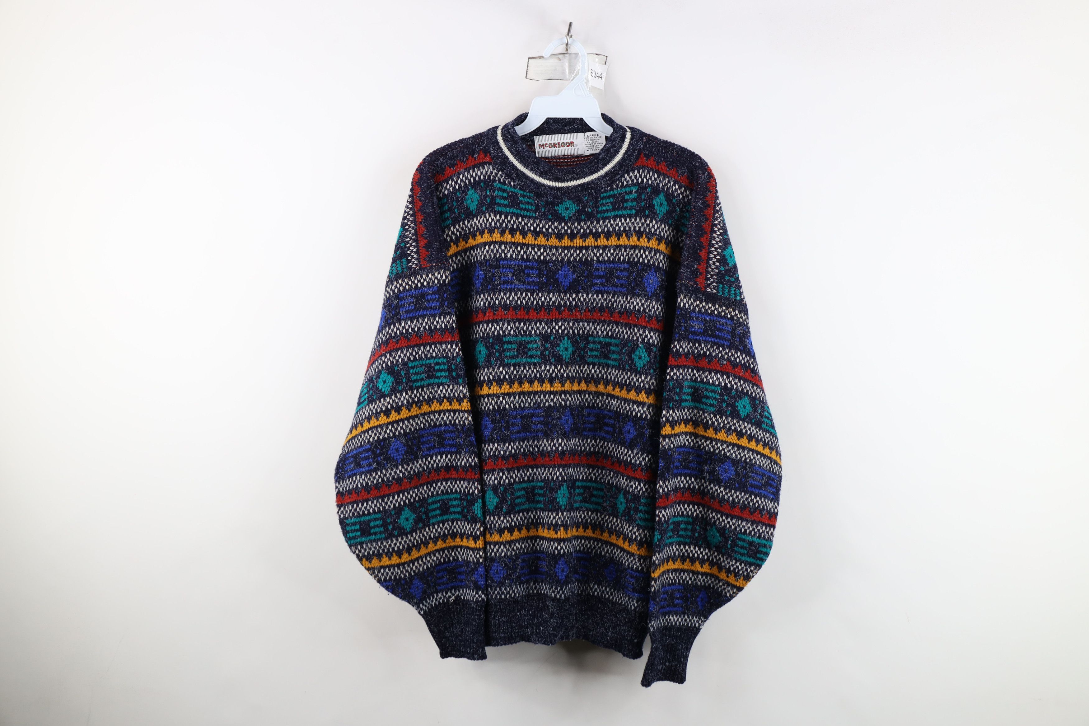 Vintage Vintage 90s Streetwear Geometric Knit Crewneck Sweater Size US L / EU 52-54 / 3 - 1 Thumbnail