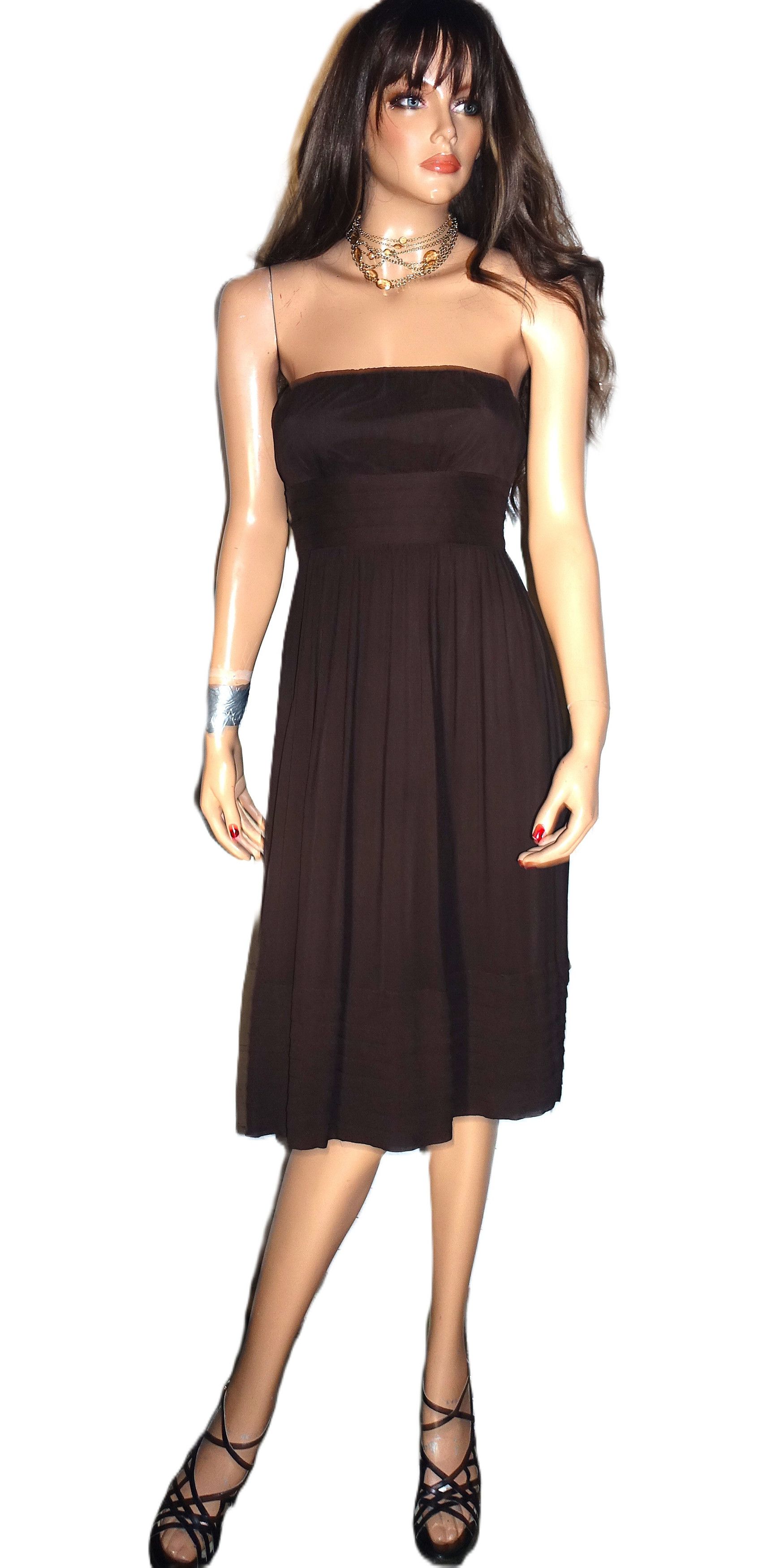 J.Crew J. Crew Brown Silk Strapless Dress 2 Size XS / US 0-2 / IT 36-38 - 3 Thumbnail