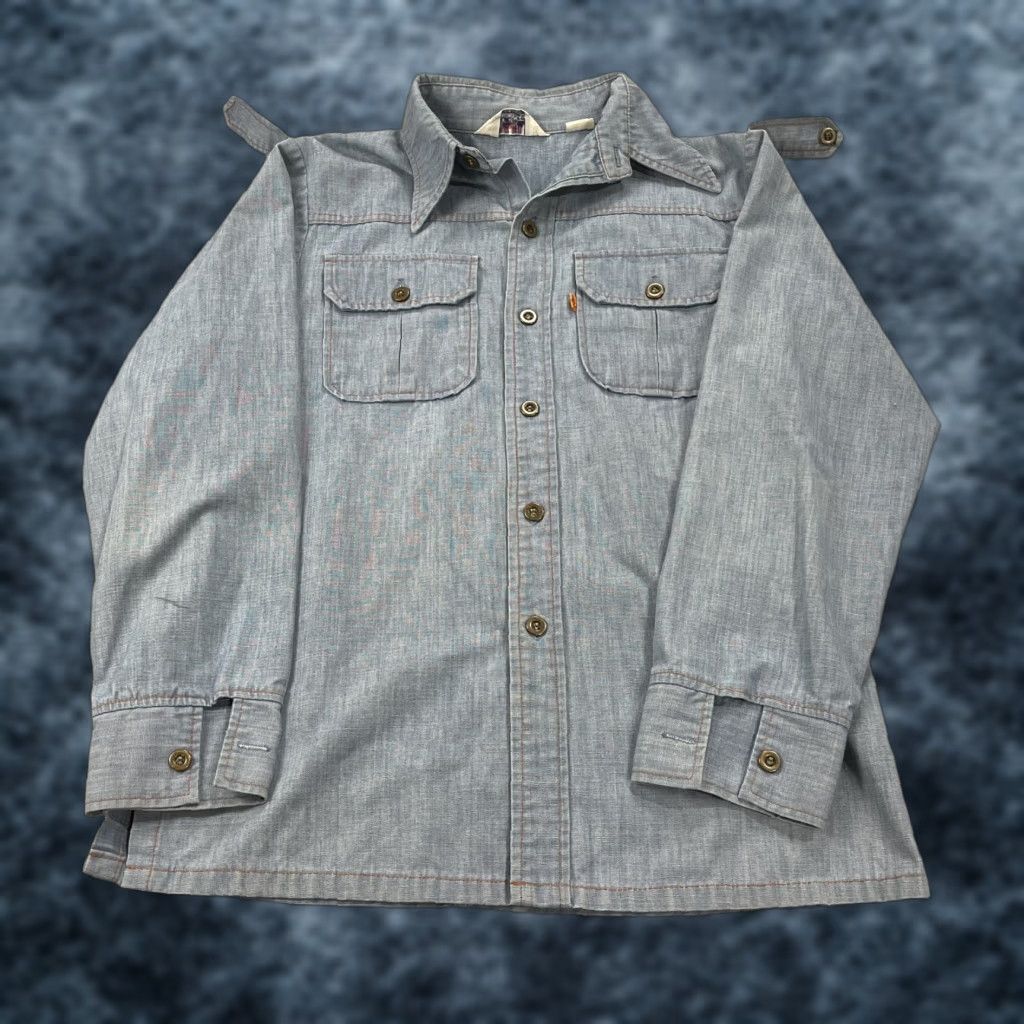 Levi's VINTAGE Levi's Shirt Mens M Blue Chambray Western 70s Panatela Orange Tab Button-Up Pocketed Casual 70s Mens Size US M / EU 48-50 / 2 - 1 Thumbnail