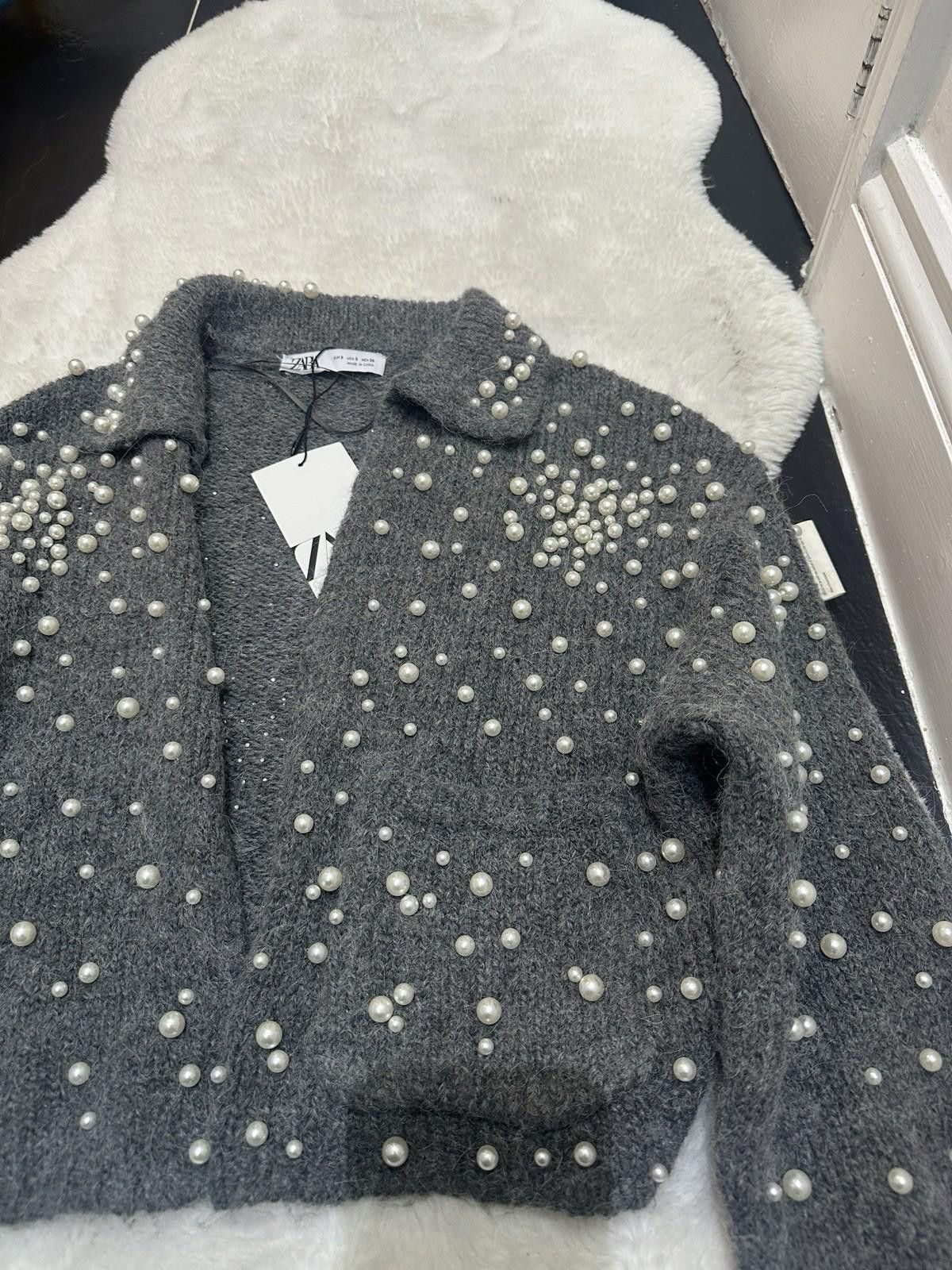 Zara ZARA Short Cardigan With Beads Size S / US 4 / IT 40 - 2 Thumbnail
