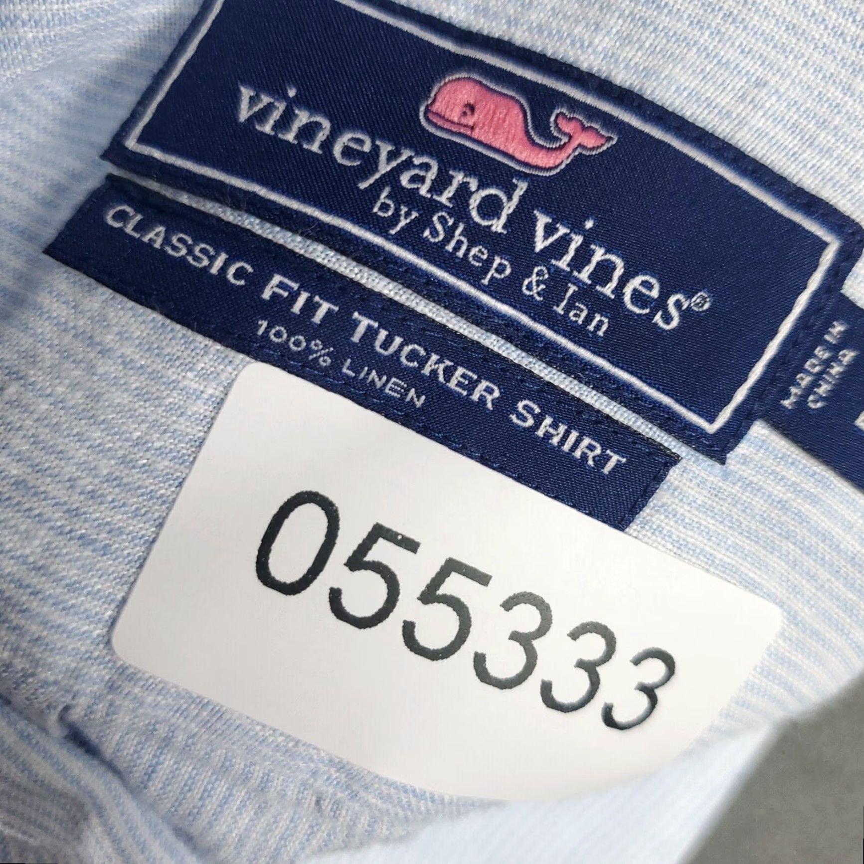 Vineyard Vines VINEYARD VINES Shirt Large Blue Striped Linen Casual Button-Up Long Sleeve Mens Size US L / EU 52-54 / 3 - 8 Thumbnail
