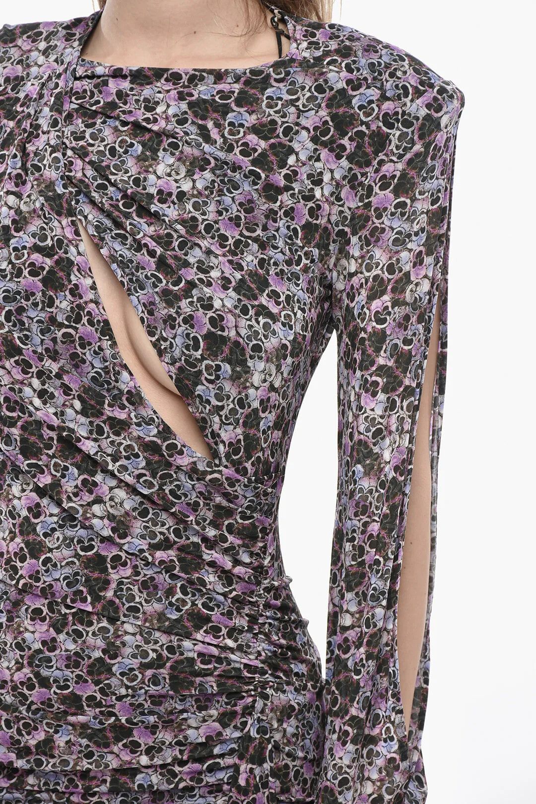 Isabel Marant og1mm0326 Floral Viscose-Blend Draped Dress in Purple Size M / US 6-8 / IT 42-44 - 4 Thumbnail