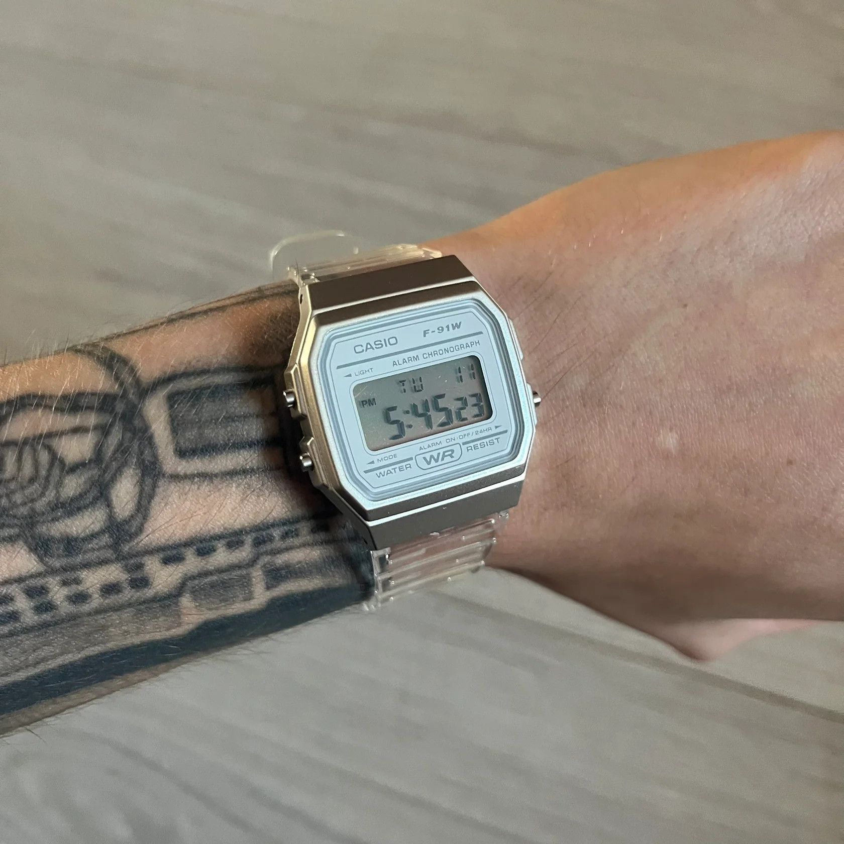 Casio Casio F-91W "Silver Surfer" Silver & Clear Digital Watch Size ONE SIZE - 1 Thumbnail