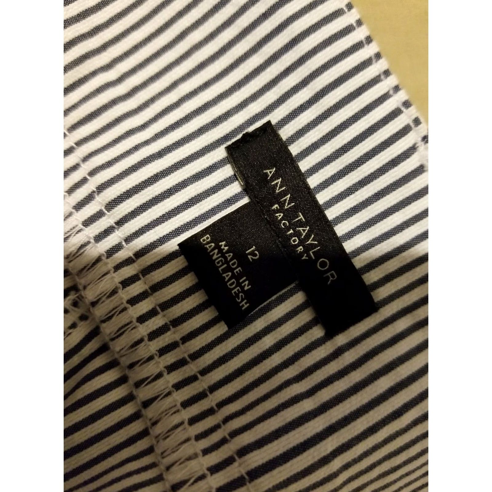 Ann Taylor Womens Ann Taylor Pants Chino Striped Stretch Gray 12 Size Regular Trouser Slack Career Size 34" / US 12 / IT 48 - 5 Thumbnail