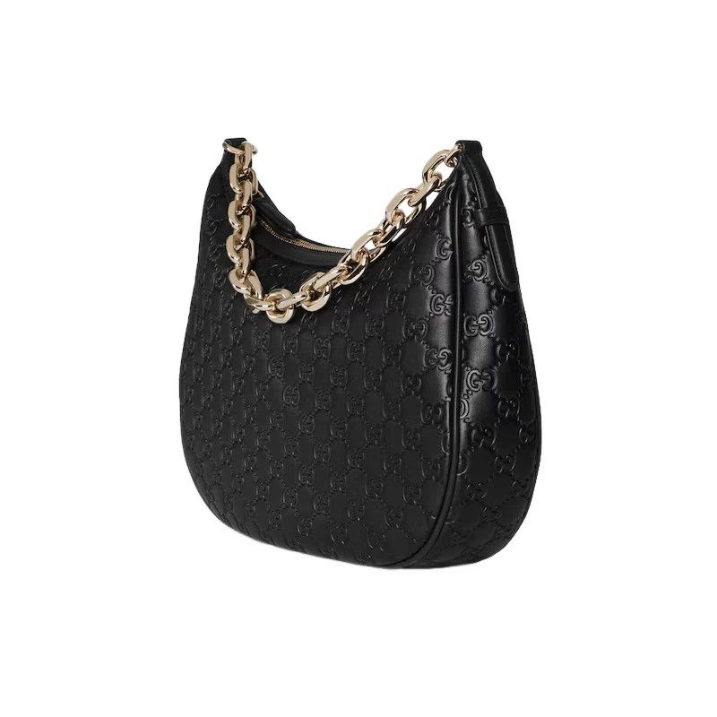 Gucci GUCCI Emblem Large Black GG Leather Shoulder Bag Size ONE SIZE - 3 Thumbnail