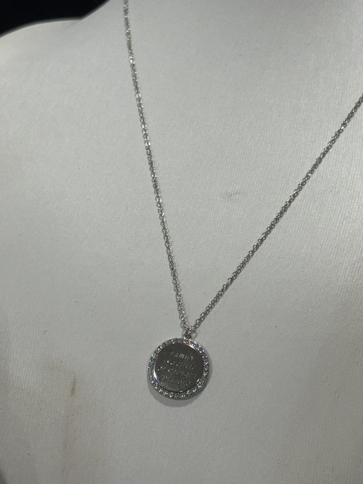 Sterling Silver 925 Sterling Silver Family Circle Necklace | CZ Halo Pendant Size ONE SIZE - 2 Thumbnail