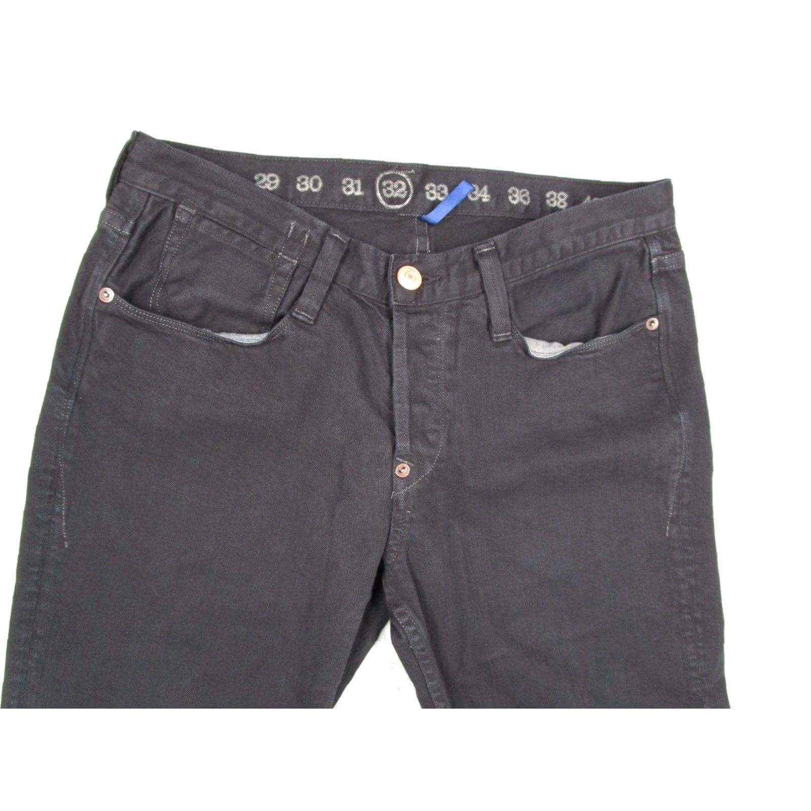 Vintage Earnest Sewn Men's Black Denim Jeans Fulton 92 Straight 32x27 Classic Fit Size US 32 / EU 48 - 2 Thumbnail