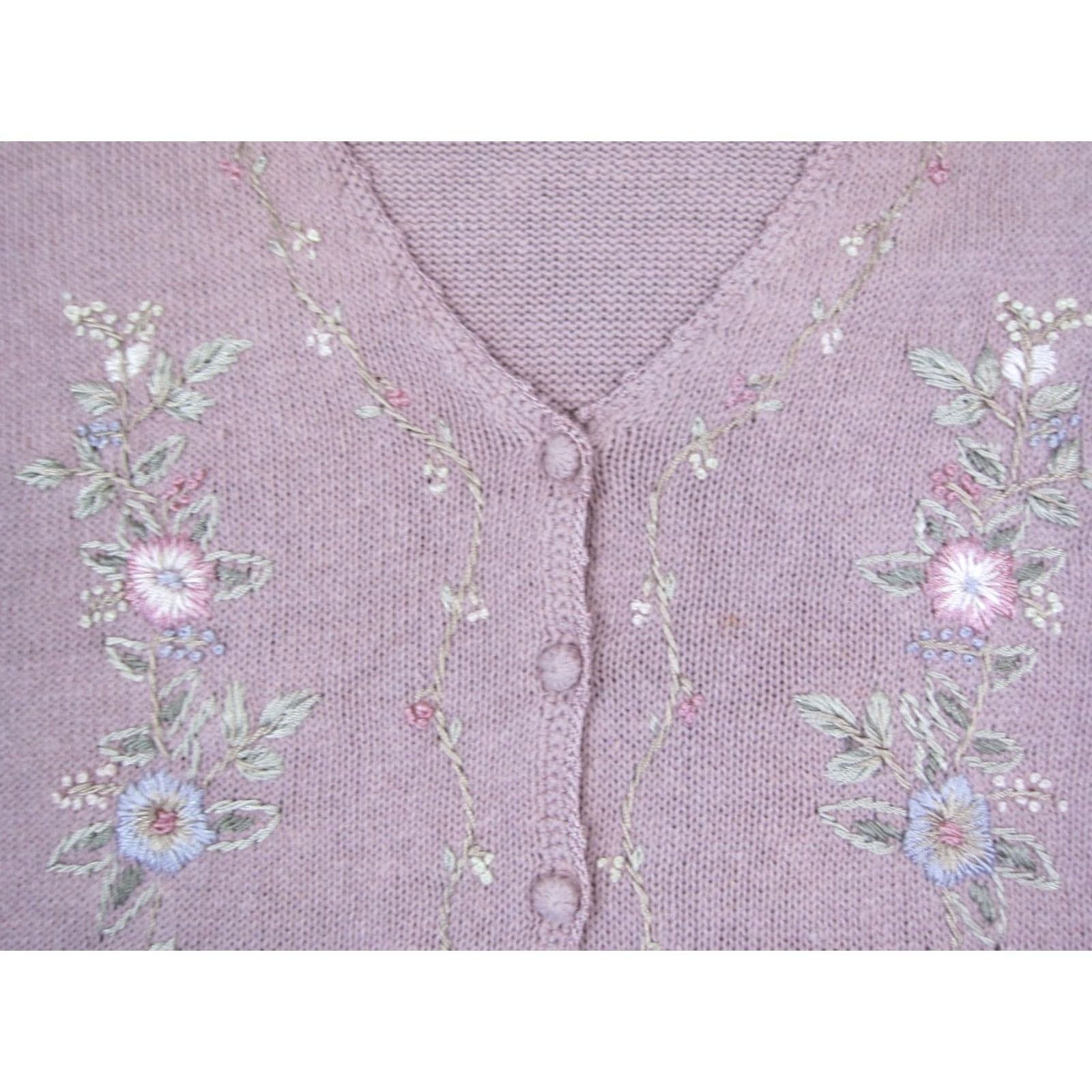 Vintage VINTAGE Willow Bay Cardigan Sweater Womens 2X Plus Pink Floral Knit Ladies 90s Size XXL / US 16-18 / IT 52-54 - 3 Thumbnail