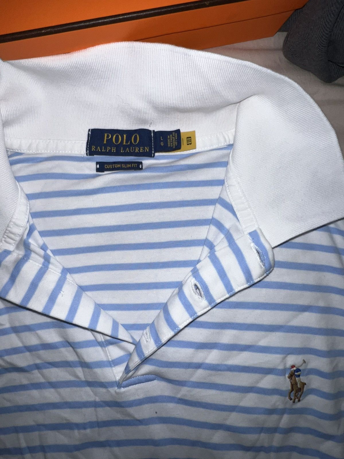 Polo Ralph Lauren Blue and White Striped Ralph Lauren Polo Size US L / EU 52-54 / 3 - 3 Thumbnail