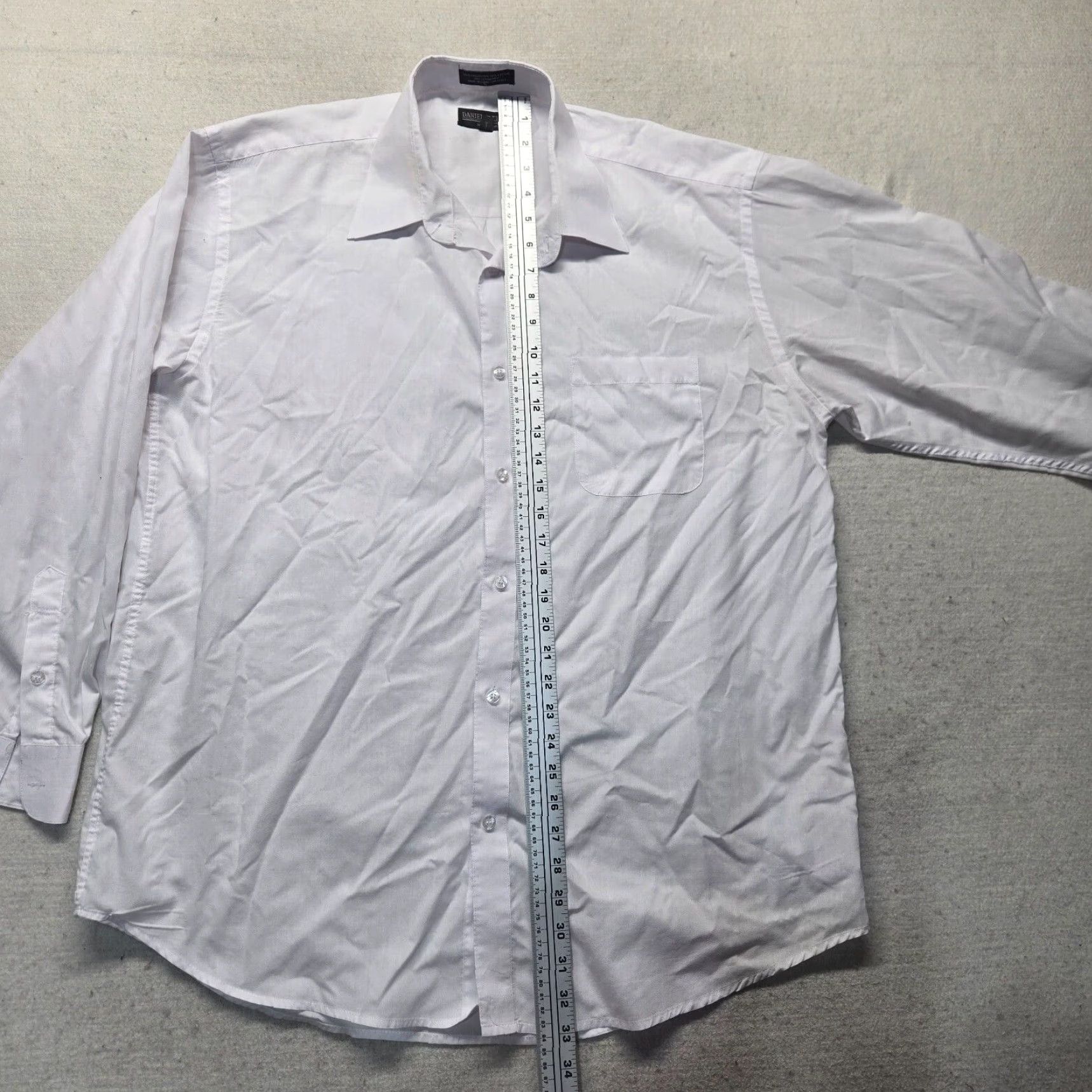 Vintage VINTAGE Daniel Ellissa Dress Shirt Button-Down Solid White 17.5" Neck 36-37" Sleeve Long Adult Mens Shirt Size 46R - 6 Thumbnail