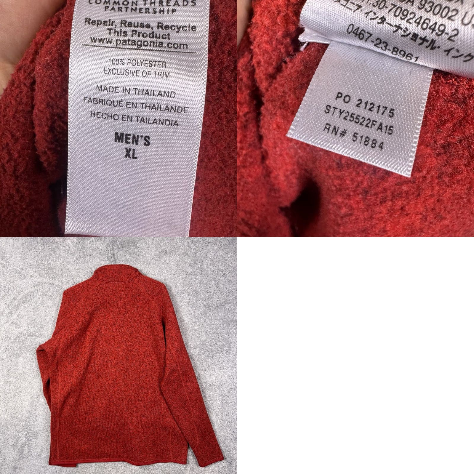 Patagonia Patagonia Sweater Mens XL Pullover 1/4 Zip Fleece Jacket Red Short Sleeve? (Note: Original mentions Long Sleeve) Size US XL / EU 56 / 4 - 8 Thumbnail