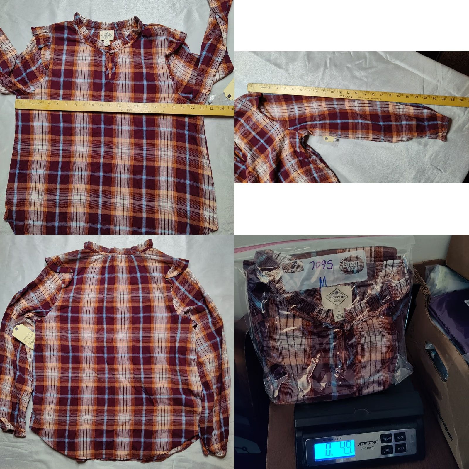 Vintage St. John's Bay Shirt Women Medium Burgundy Plaid Long Sleeve Pullover NEW Size M / US 6-8 / IT 42-44 - 8 Thumbnail