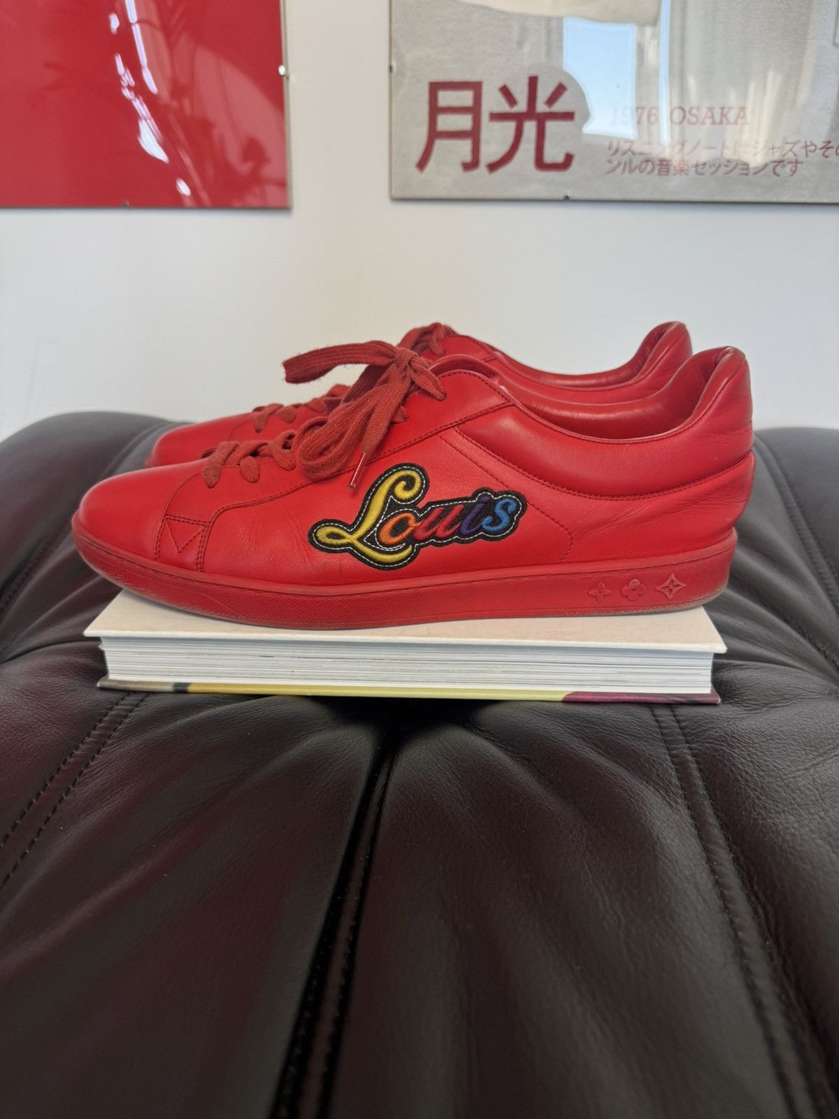 Louis Vuitton Louis Vuitton Low Top Designer Red Leather Sneakers LV Hype Size US 9.5 / EU 42-43 - 1 Thumbnail