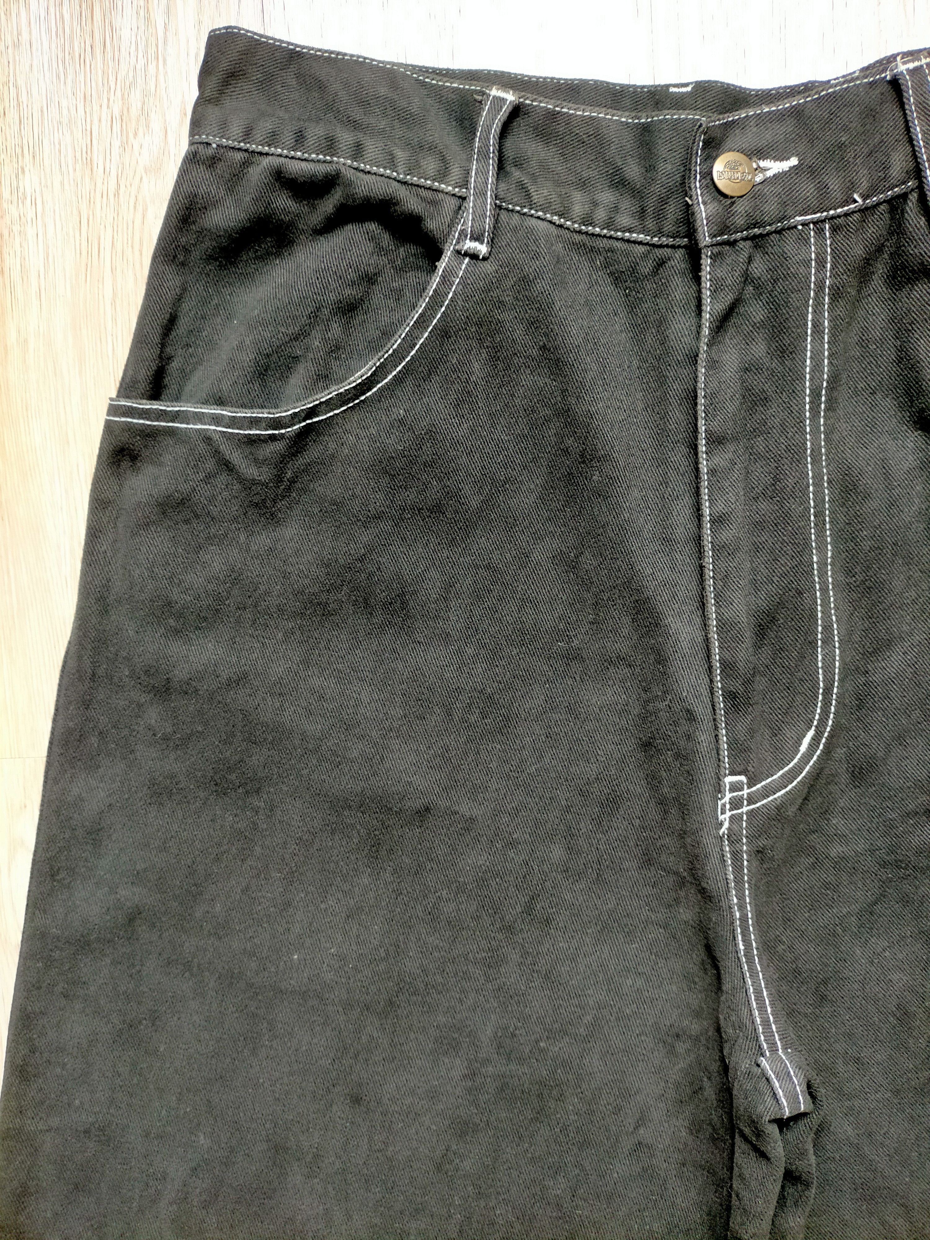 JNCO × Japanese Brand Barrel Roll Baggy Black Embroidered Hip Hop Style Size US 32 / EU 48 - 4 Thumbnail
