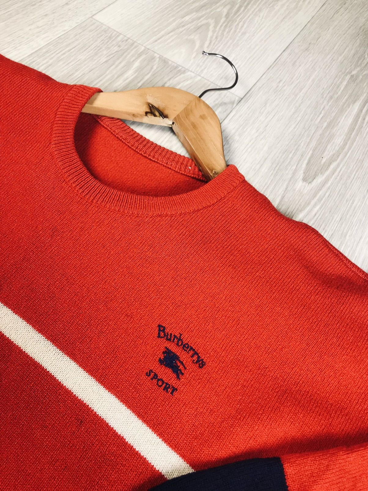Burberry Burberry Sport Knit Sweater Red Navy Blue Border Ladies Size M / US 6-8 / IT 42-44 - 5 Thumbnail